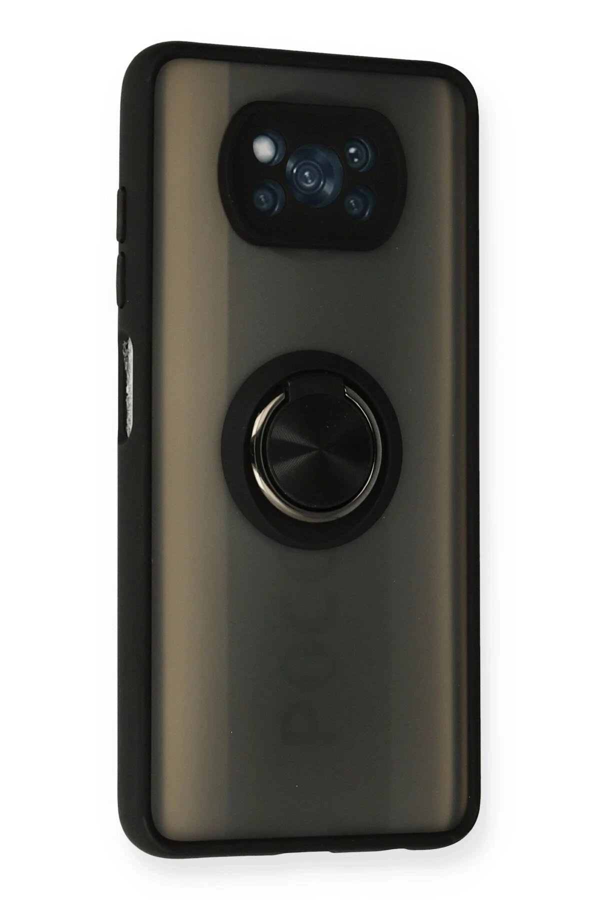 Newface Xiaomi Pocophone X3 Kılıf Montreal Yüzüklü Silikon Kapak - Siyah