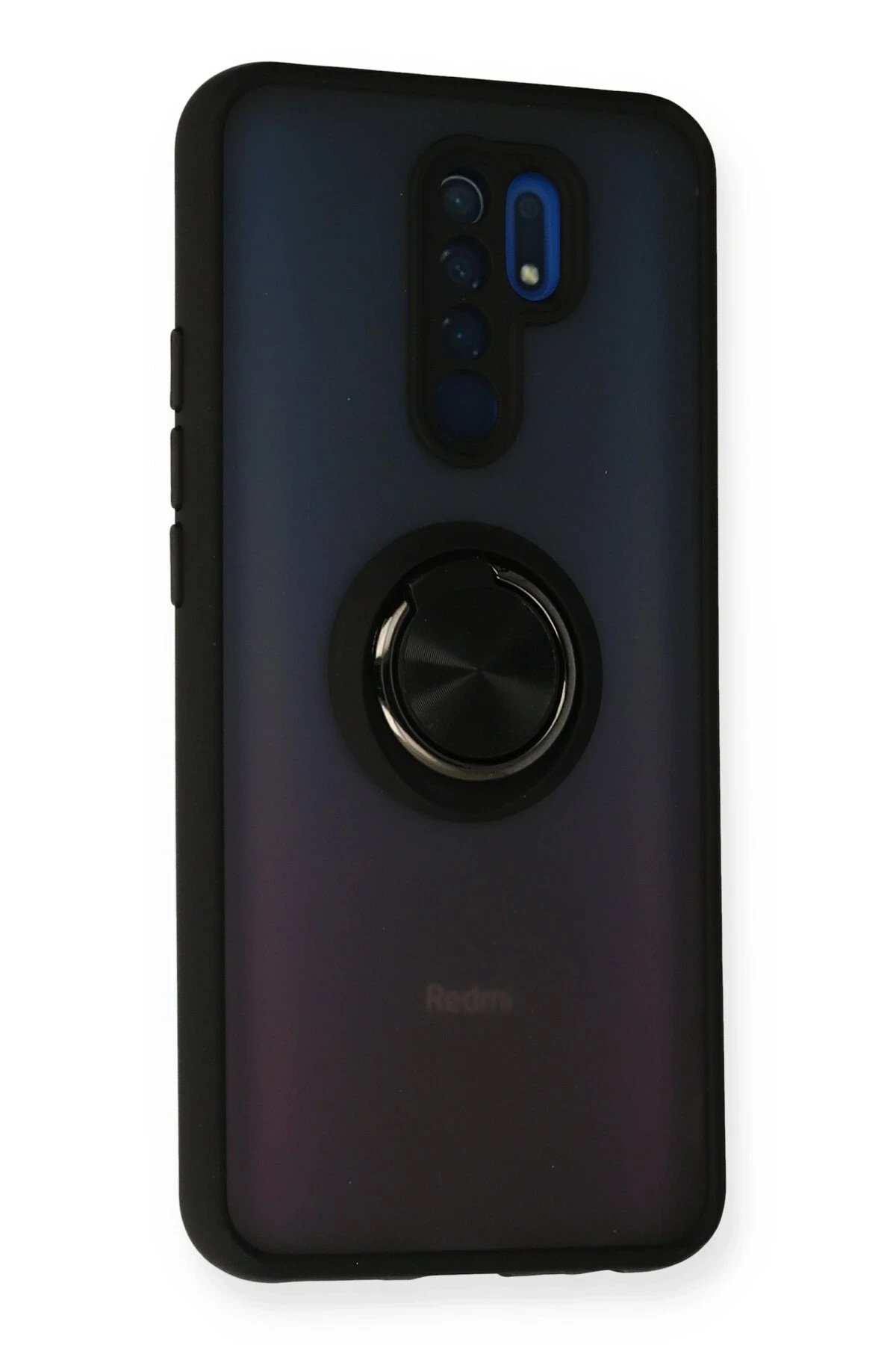 Newface Xiaomi Redmi 9 Kılıf Montreal Yüzüklü Silikon Kapak - Siyah