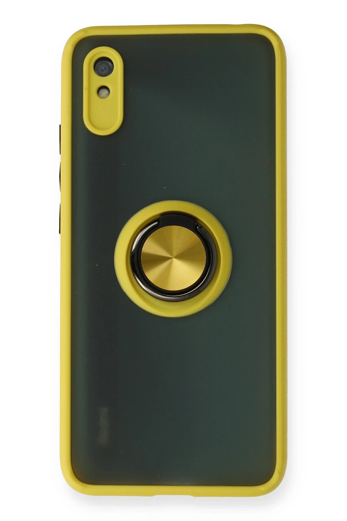 Newface Xiaomi Redmi 9A Kılıf Montreal Yüzüklü Silikon Kapak - Sarı