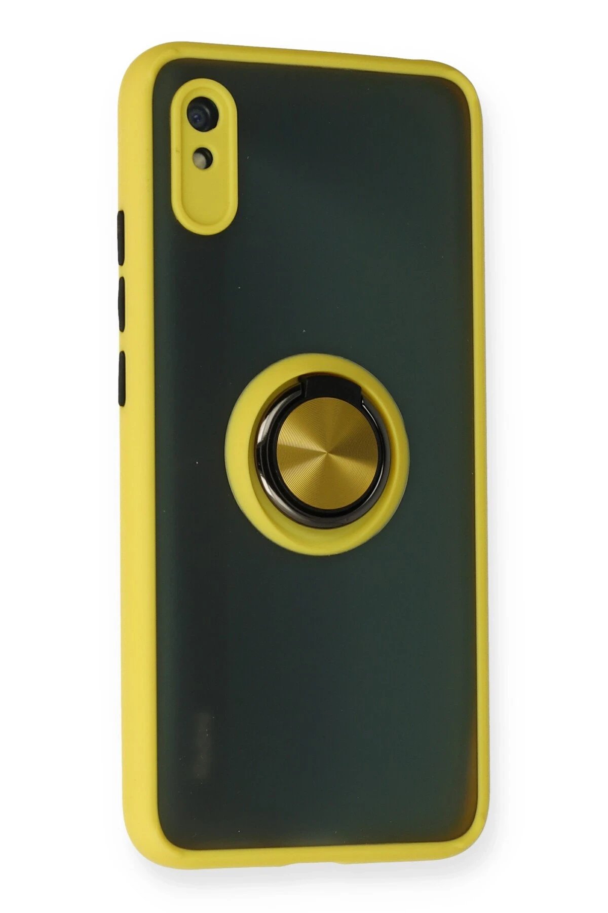 Newface Xiaomi Redmi 9A Kılıf Montreal Yüzüklü Silikon Kapak - Sarı