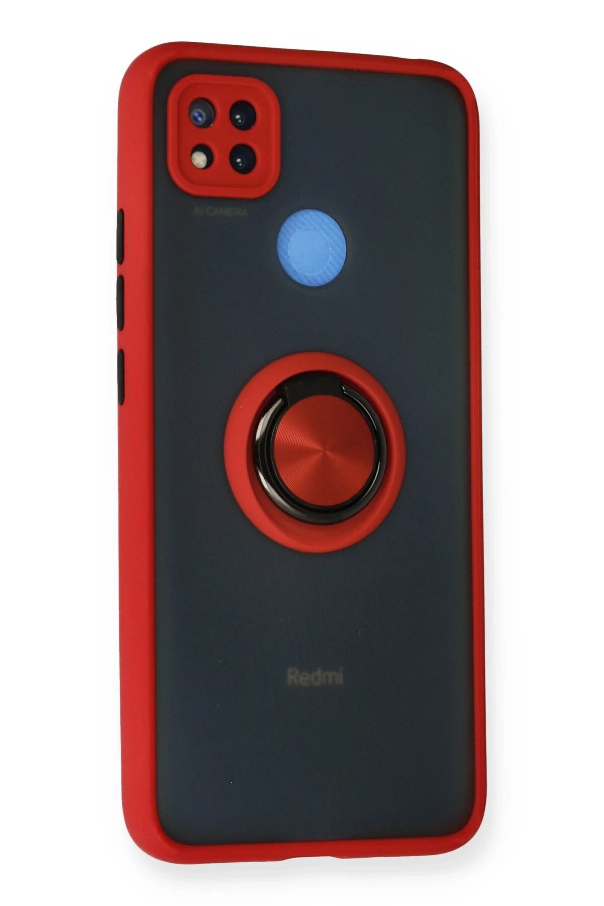 Newface Xiaomi Redmi 9C Kılıf Montreal Yüzüklü Silikon Kapak - Kırmızı