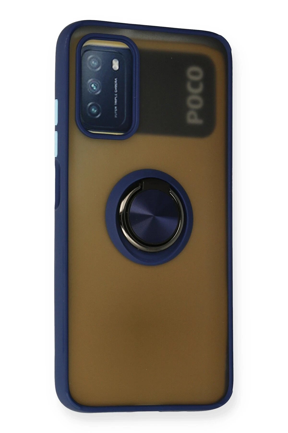 Newface Xiaomi Redmi 9T Kılıf Montreal Yüzüklü Silikon Kapak - Lacivert