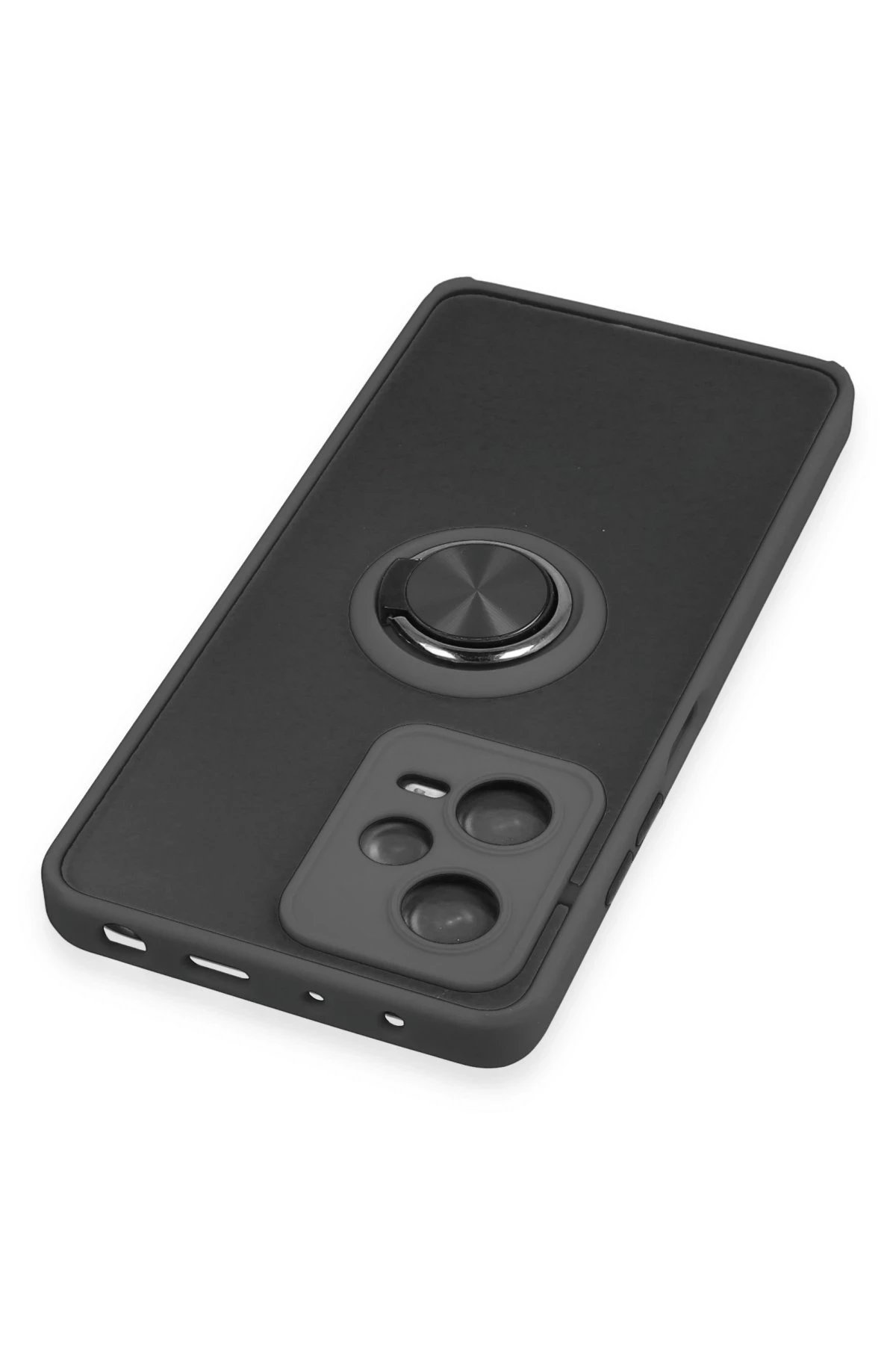 Newface Xiaomi Redmi Note 12 5G Kılıf Montreal Yüzüklü Silikon Kapak - Siyah