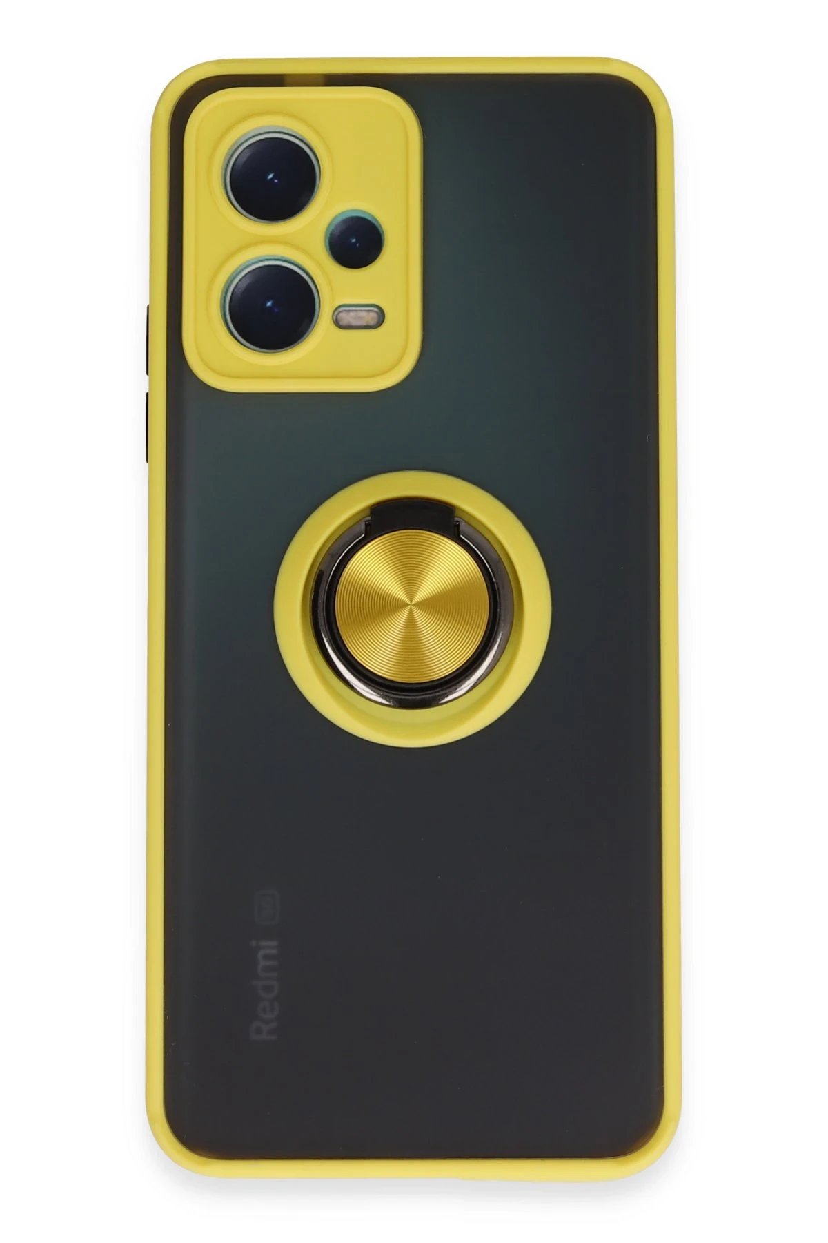 Newface Xiaomi Redmi Note 12 5G Kılıf Montreal Yüzüklü Silikon Kapak - Sarı