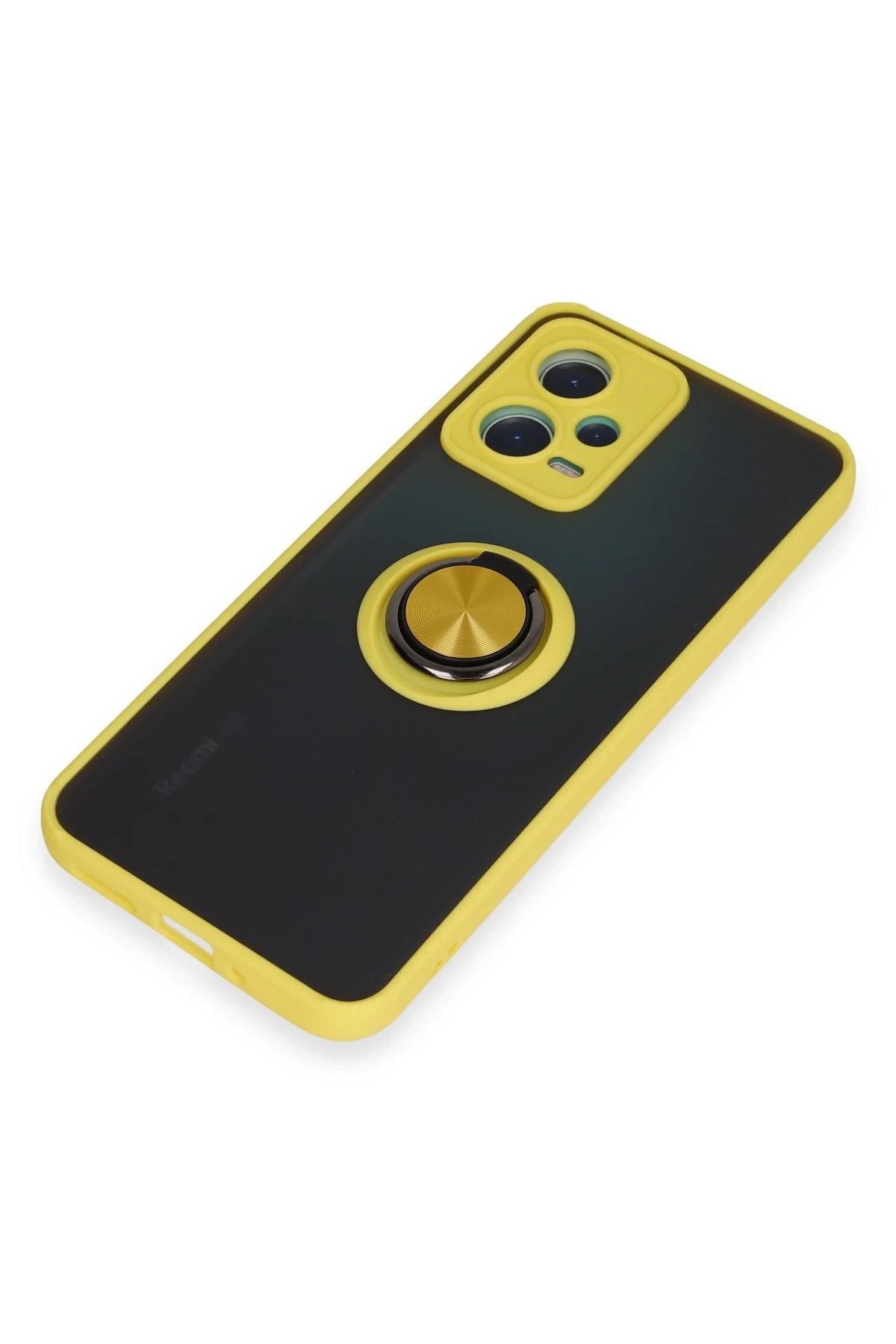 Newface Xiaomi Redmi Note 12 5G Kılıf Montreal Yüzüklü Silikon Kapak - Sarı