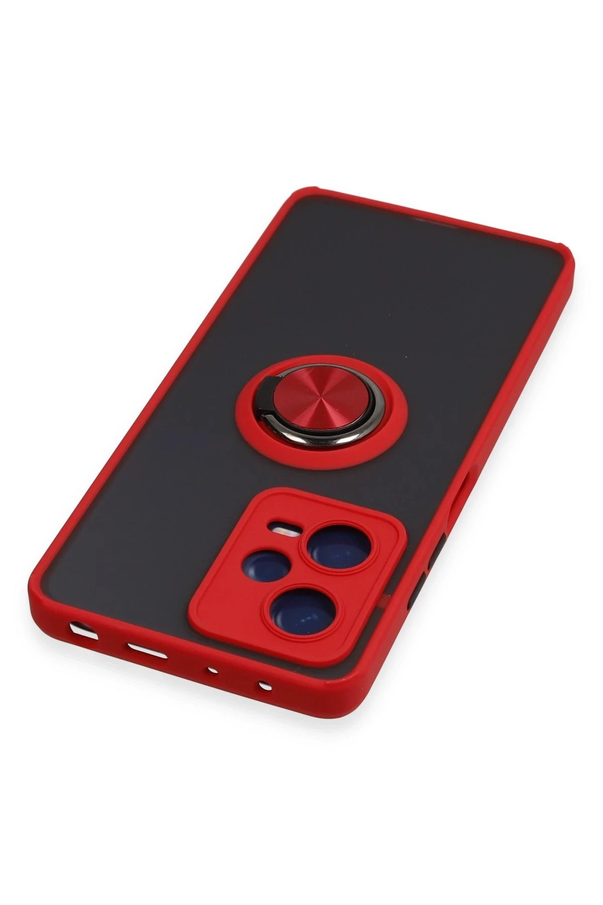 Newface Xiaomi Redmi Note 12 5G Kılıf Montreal Yüzüklü Silikon Kapak - Kırmızı