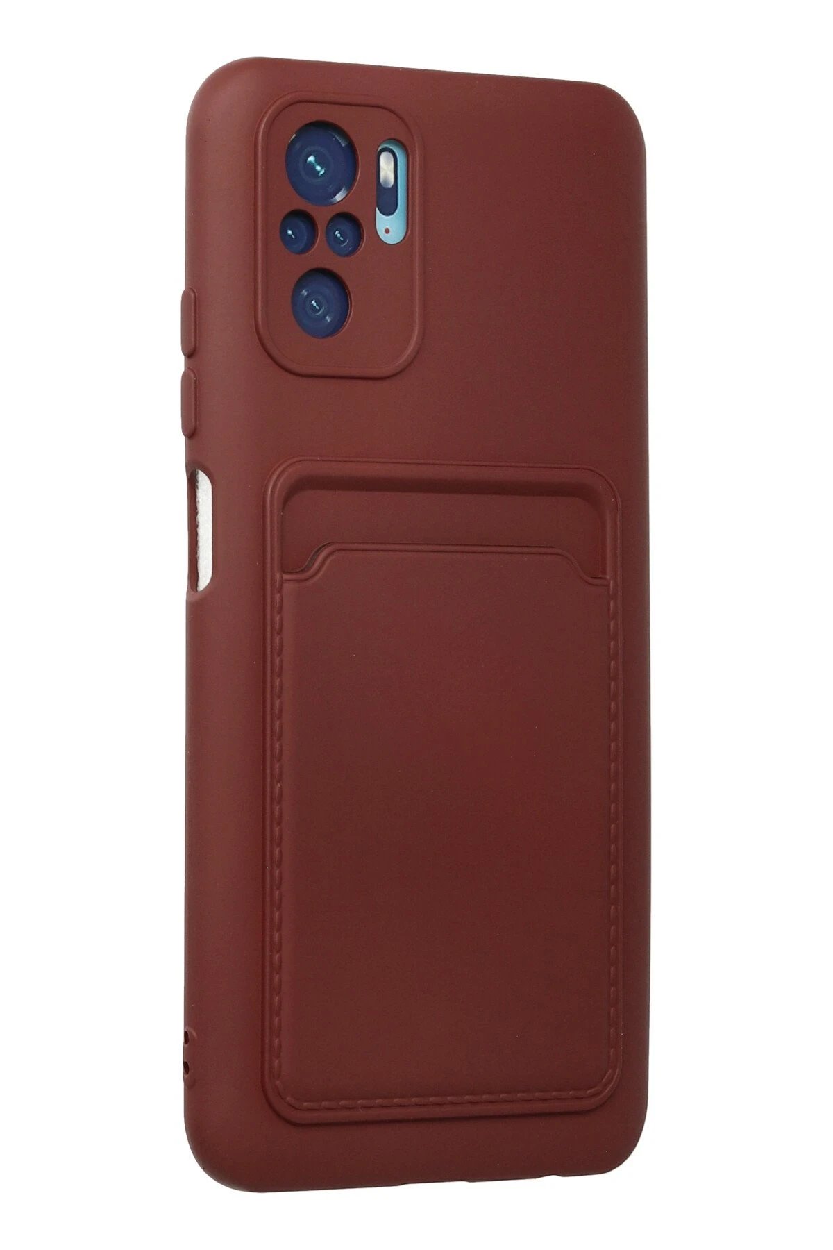 Newface Xiaomi Redmi Note 10S Kılıf Kelvin Kartvizitli Silikon - Bordo