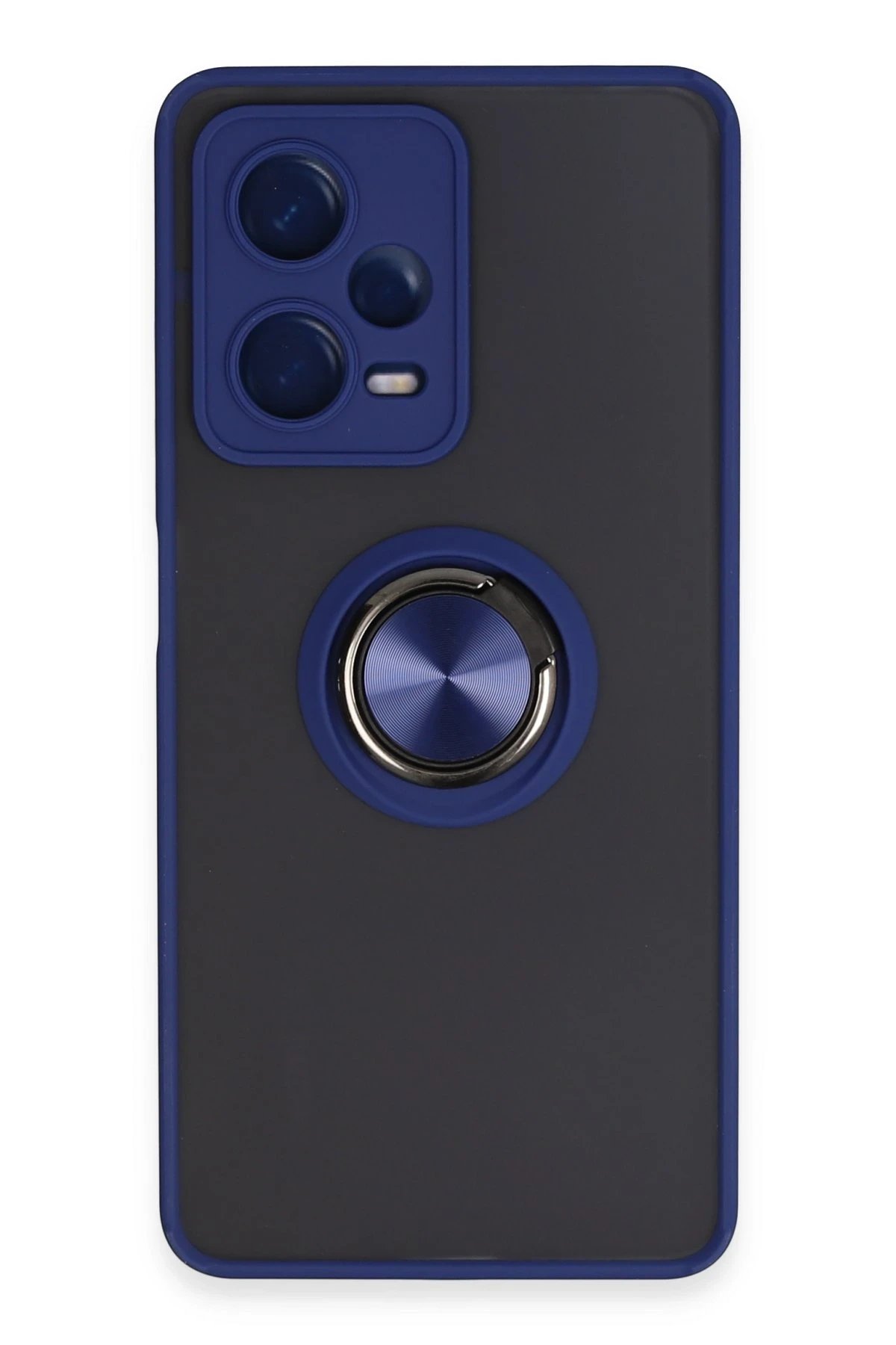 Newface Xiaomi Redmi Note 12 5G Kılıf Montreal Yüzüklü Silikon Kapak - Lacivert