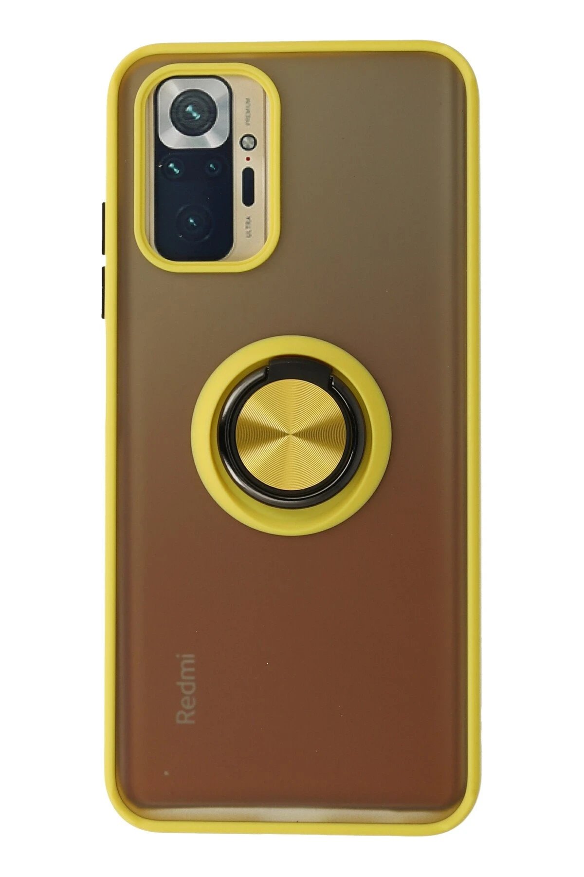 Newface Xiaomi Redmi Note 10 Kılıf Montreal Yüzüklü Silikon Kapak - Sarı