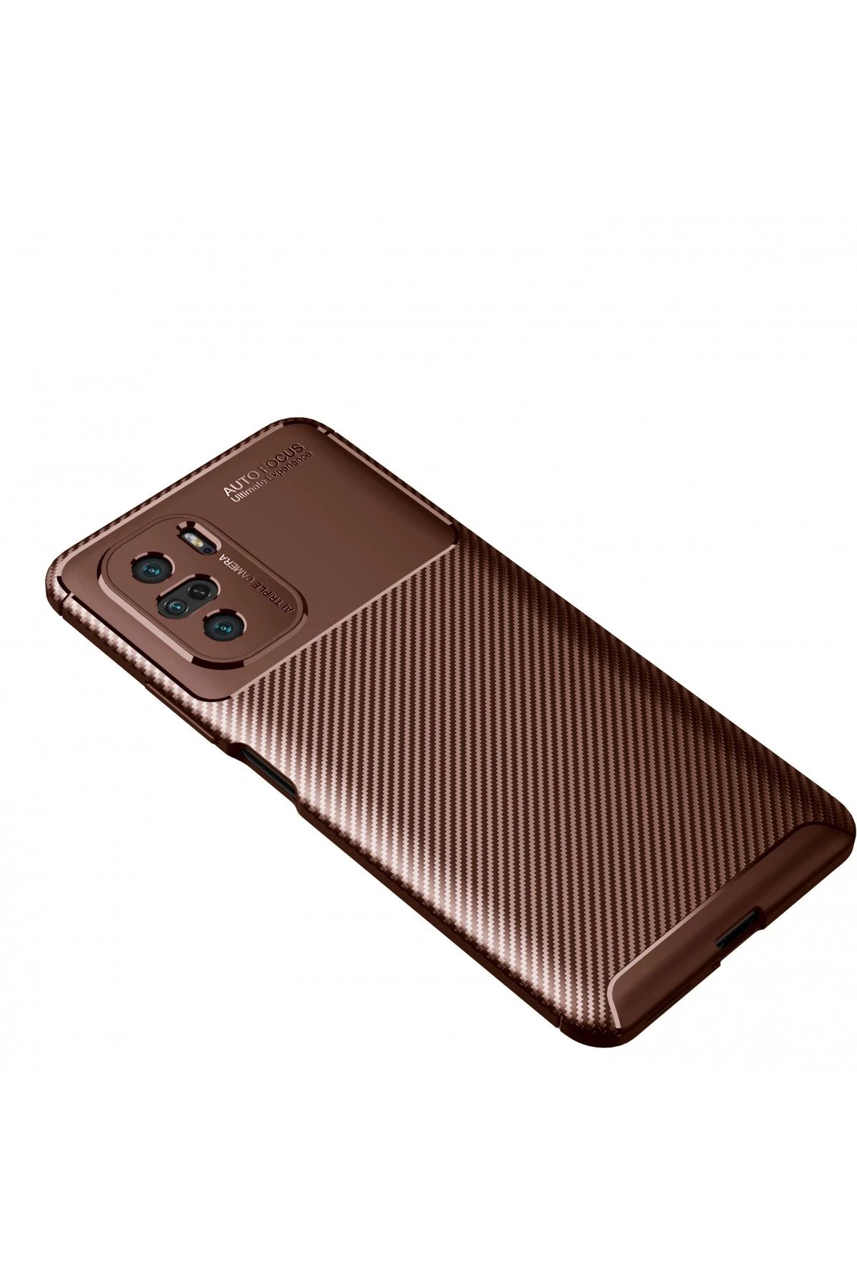 Newface Xiaomi Poco F3 Kılıf Auto Focus Karbon Kapak - Kahverengi