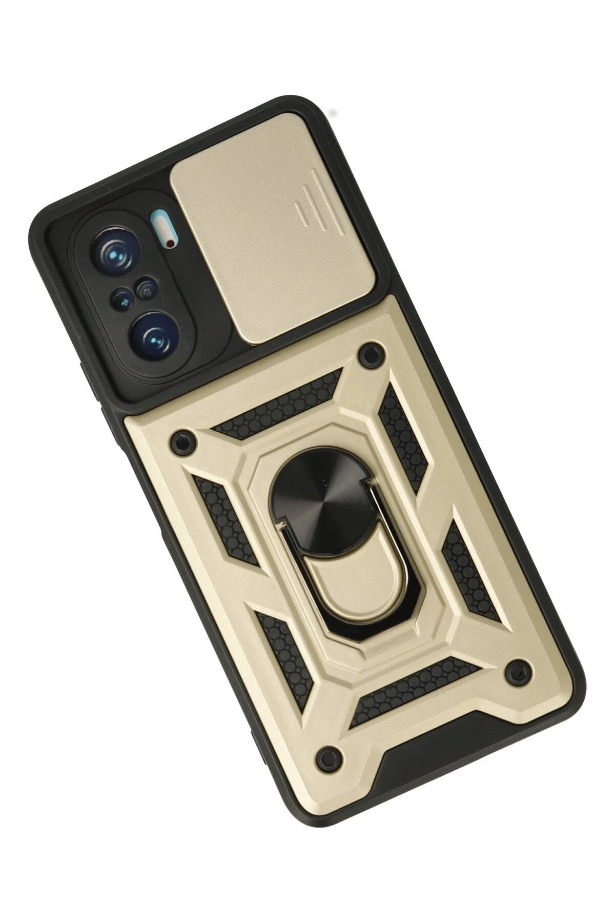 Newface Xiaomi Poco F3 Kılıf Pars Lens Yüzüklü Silikon - Gold