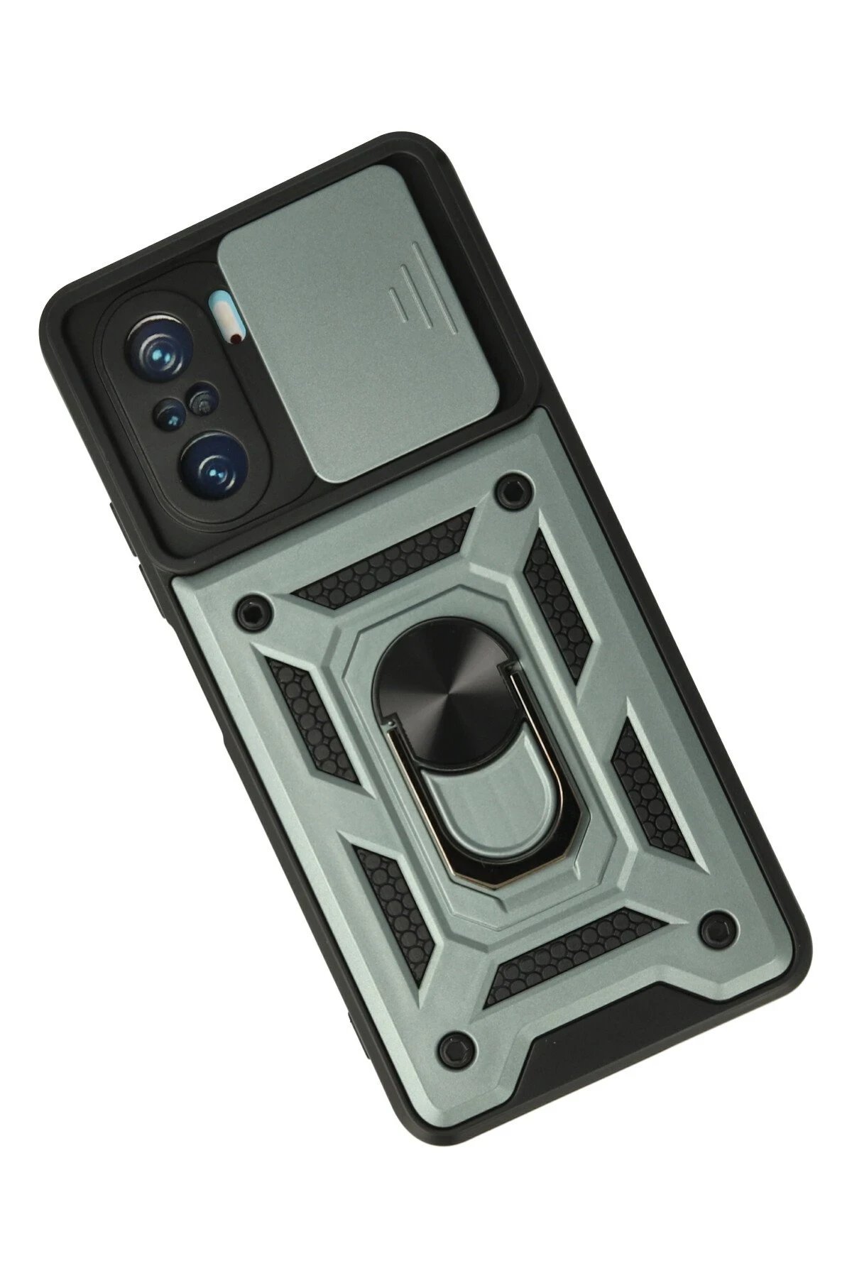 Newface Xiaomi Poco F3 Kılıf Pars Lens Yüzüklü Silikon - Yeşil