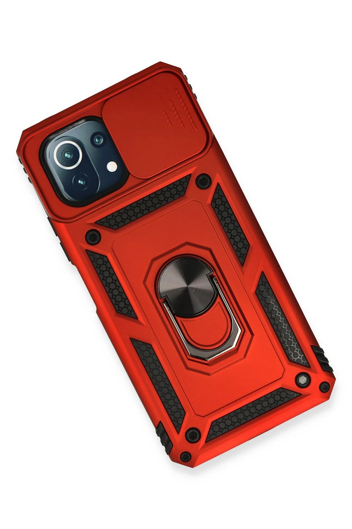 Newface Xiaomi Mİ 11 Lite Kılıf Pars Lens Yüzüklü Silikon - Kırmızı