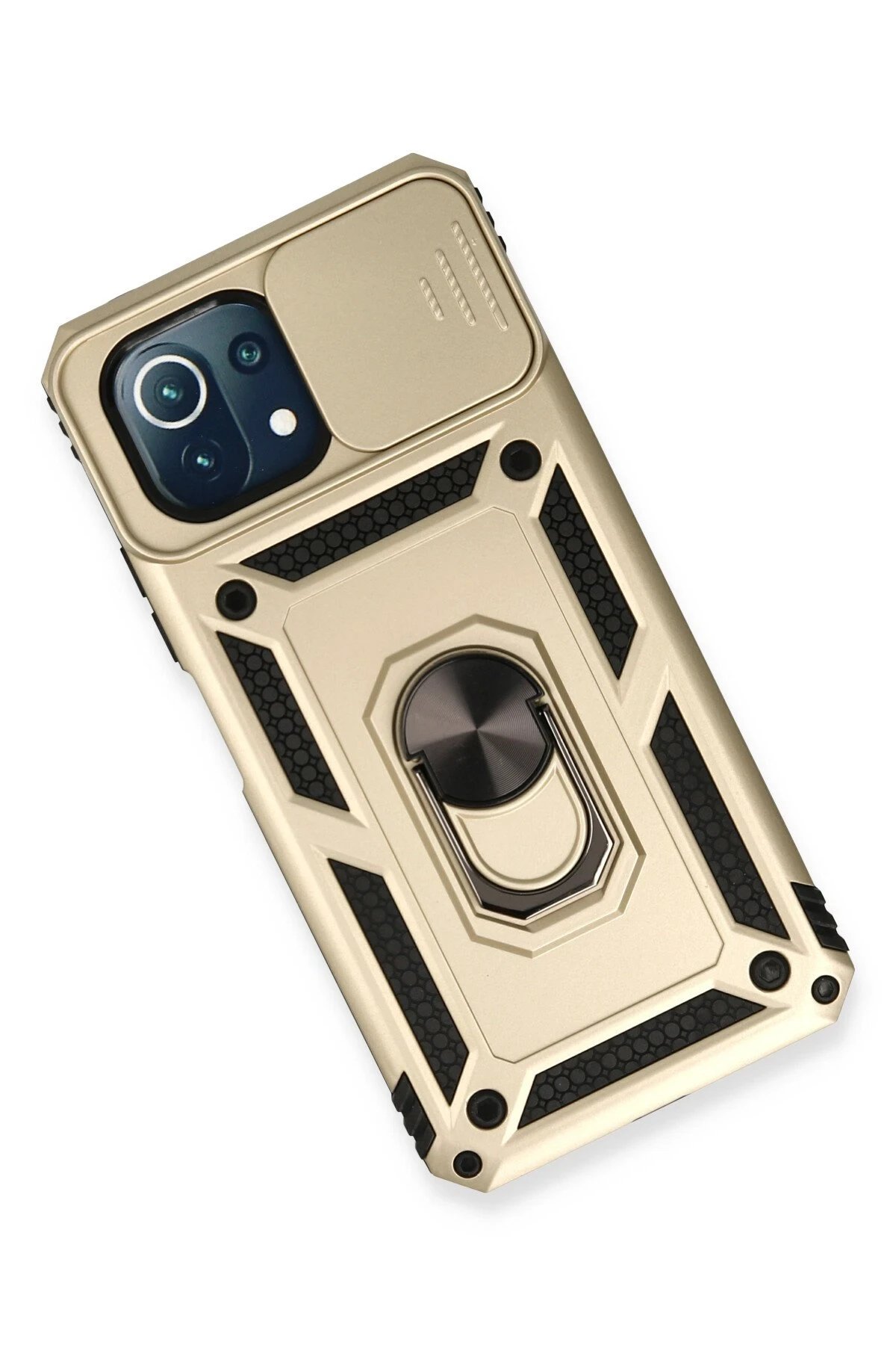 Newface Xiaomi Mİ 11 Lite Kılıf Pars Lens Yüzüklü Silikon - Gold