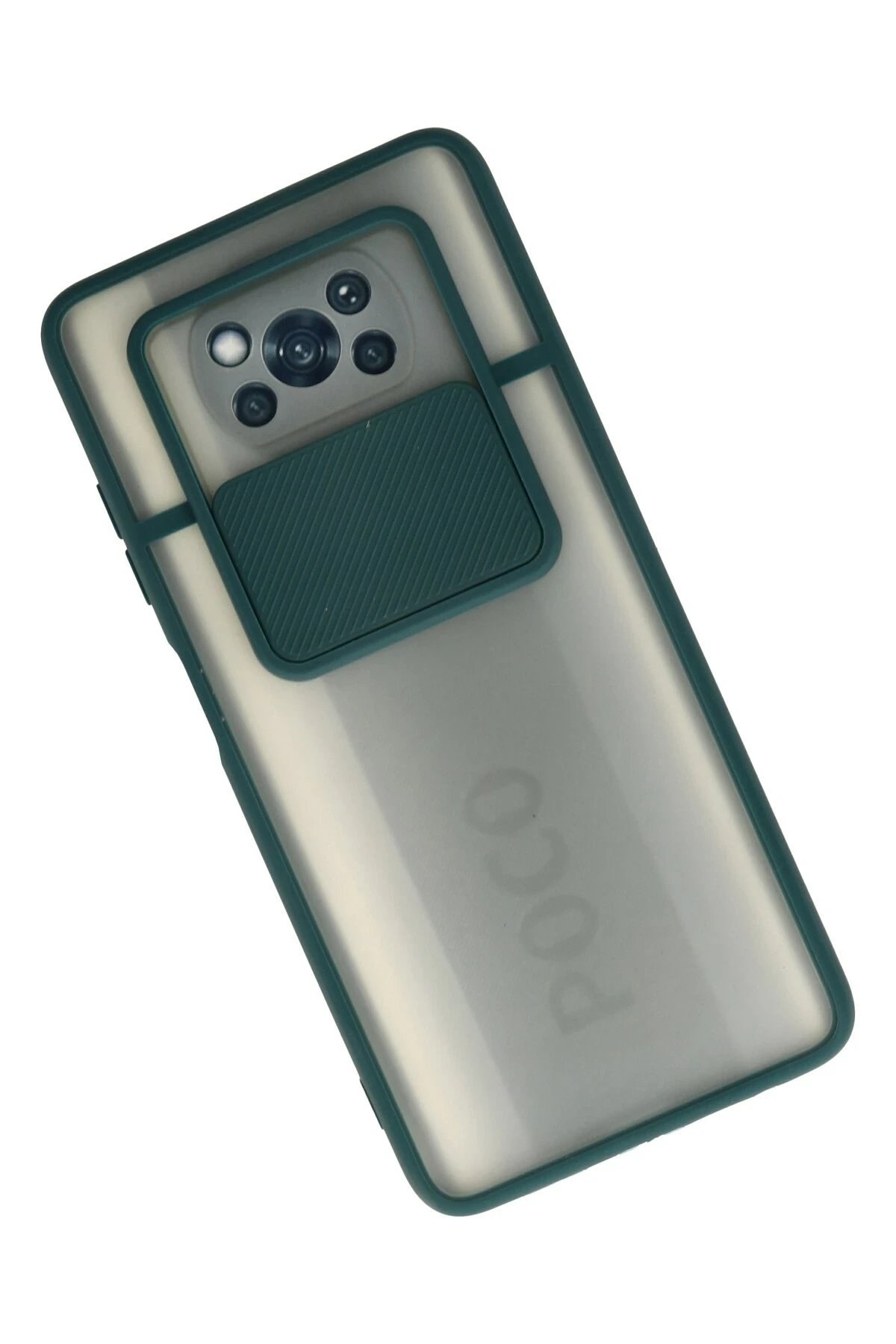 Newface Xiaomi Pocophone X3 Kılıf Palm Buzlu Kamera Sürgülü Silikon - Yeşil