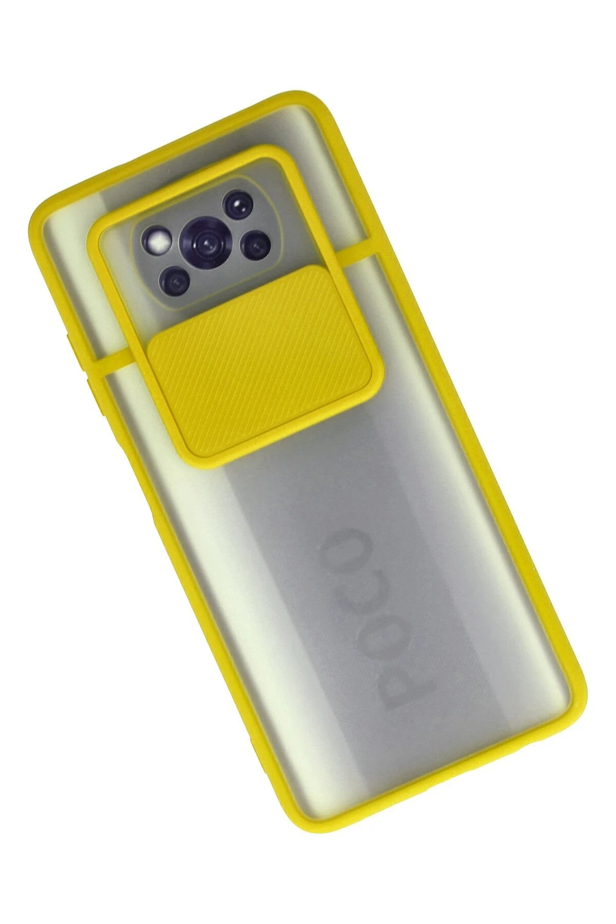 Newface Xiaomi Pocophone X3 Kılıf Palm Buzlu Kamera Sürgülü Silikon - Sarı