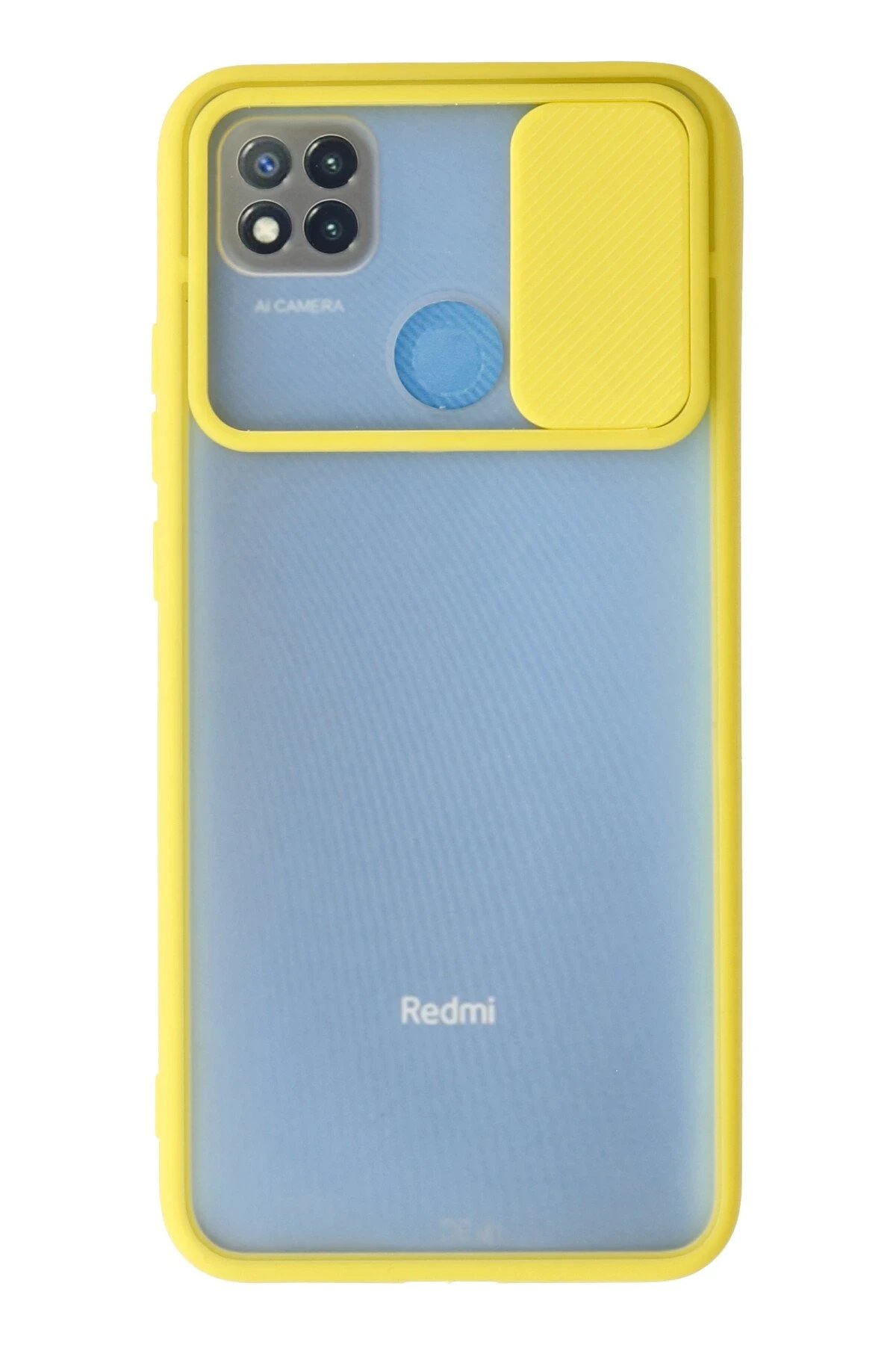 Newface Xiaomi Redmi 9C Kılıf Palm Buzlu Kamera Sürgülü Silikon - Sarı