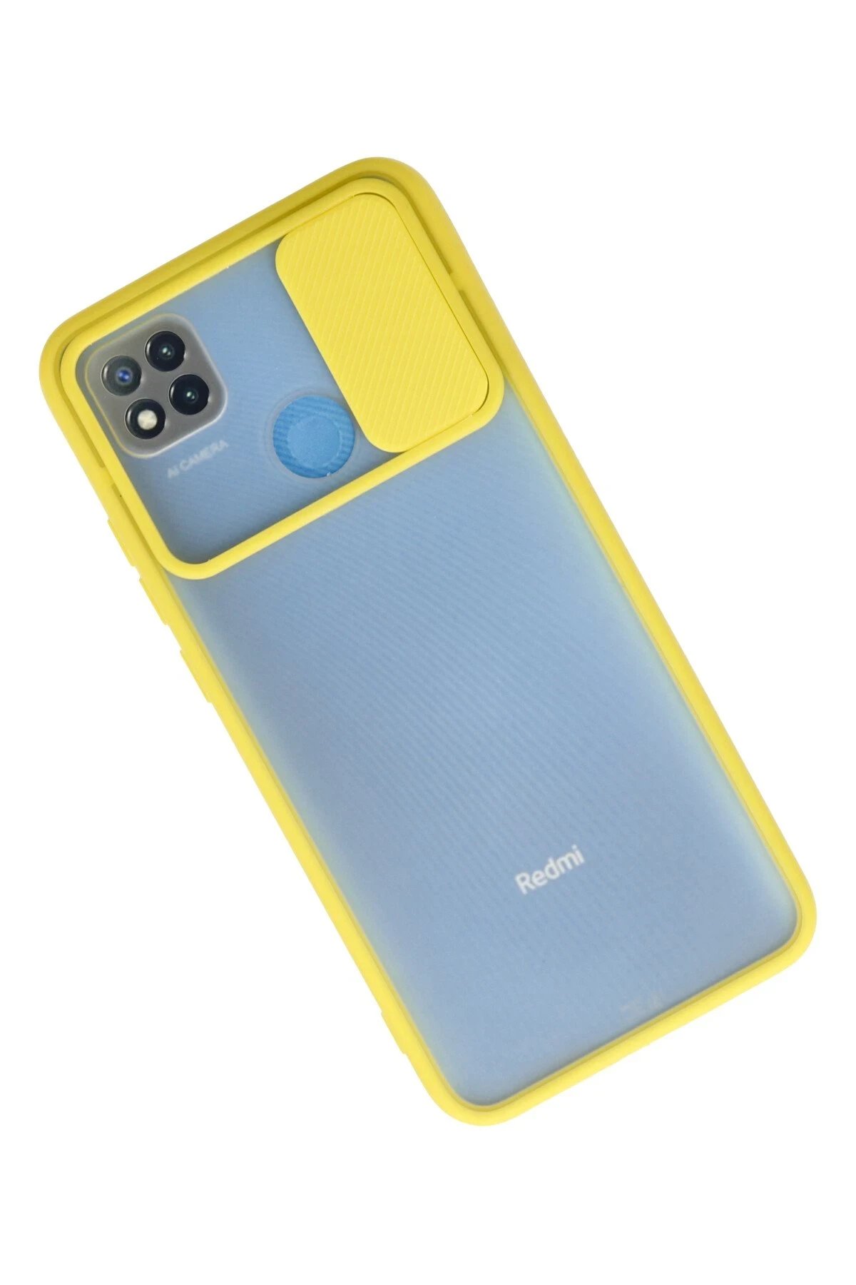 Newface Xiaomi Redmi 9C Kılıf Palm Buzlu Kamera Sürgülü Silikon - Sarı