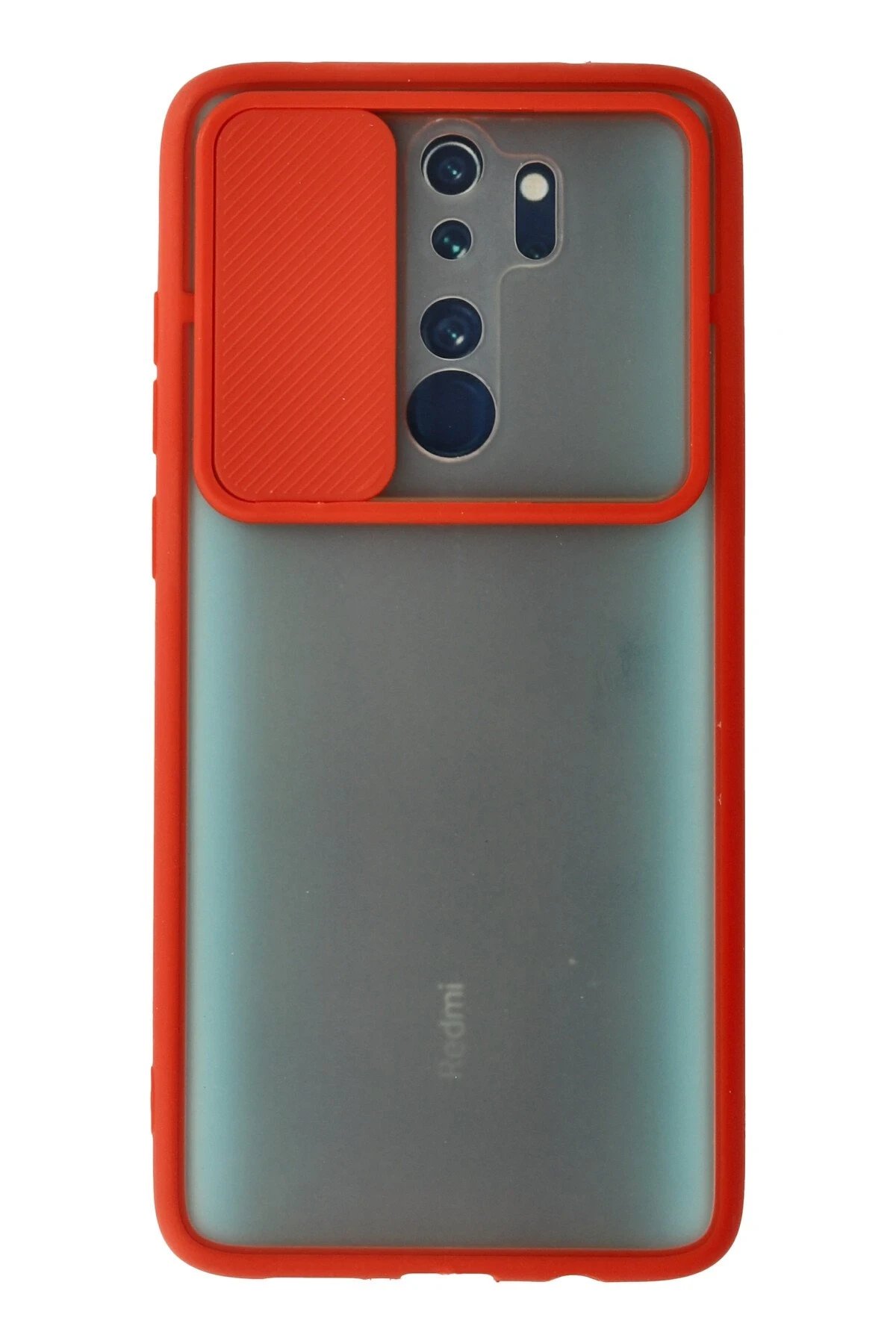 Newface Xiaomi Redmi Note 8 Pro Kılıf Palm Buzlu Kamera Sürgülü Silikon - Kırmızı