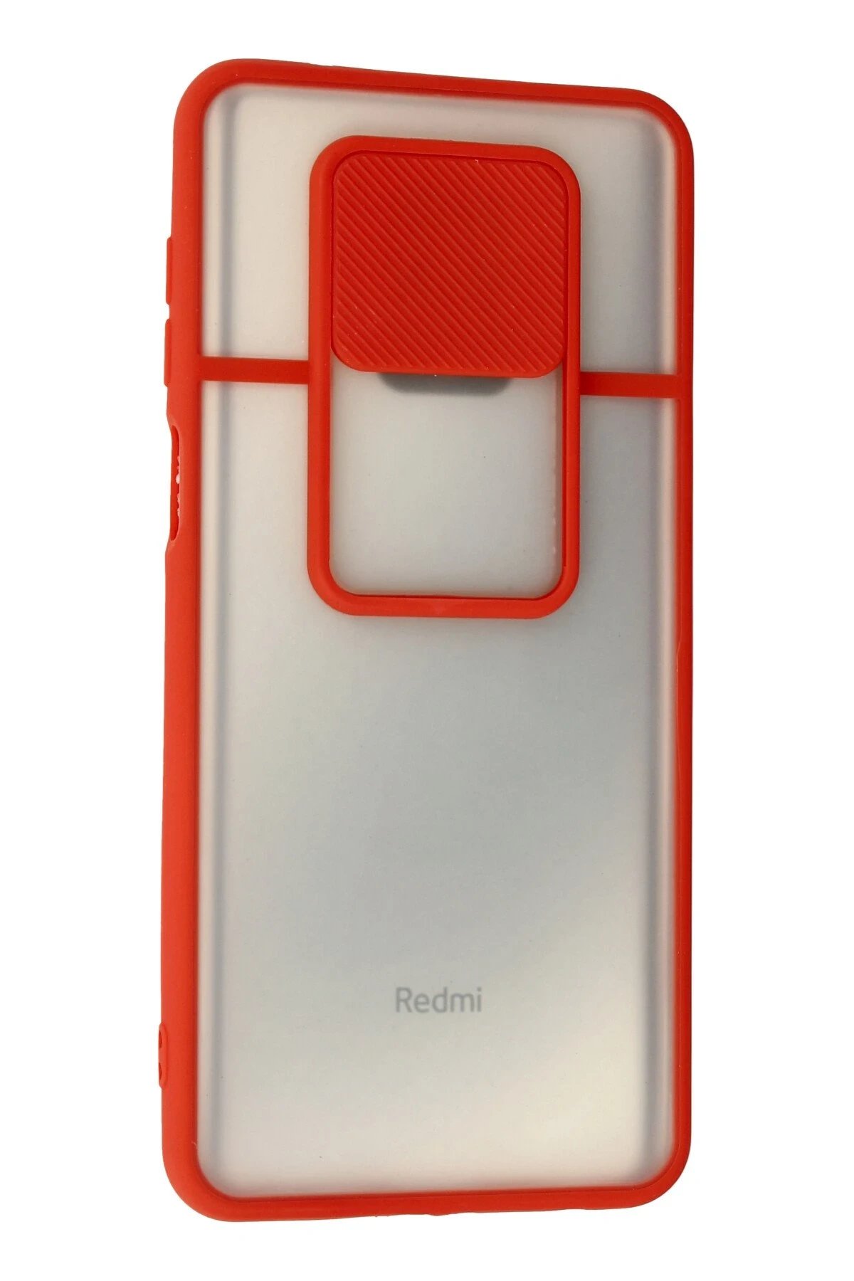 Newface Xiaomi Redmi Note 9 Pro Kılıf Palm Buzlu Kamera Sürgülü Silikon - Kırmızı