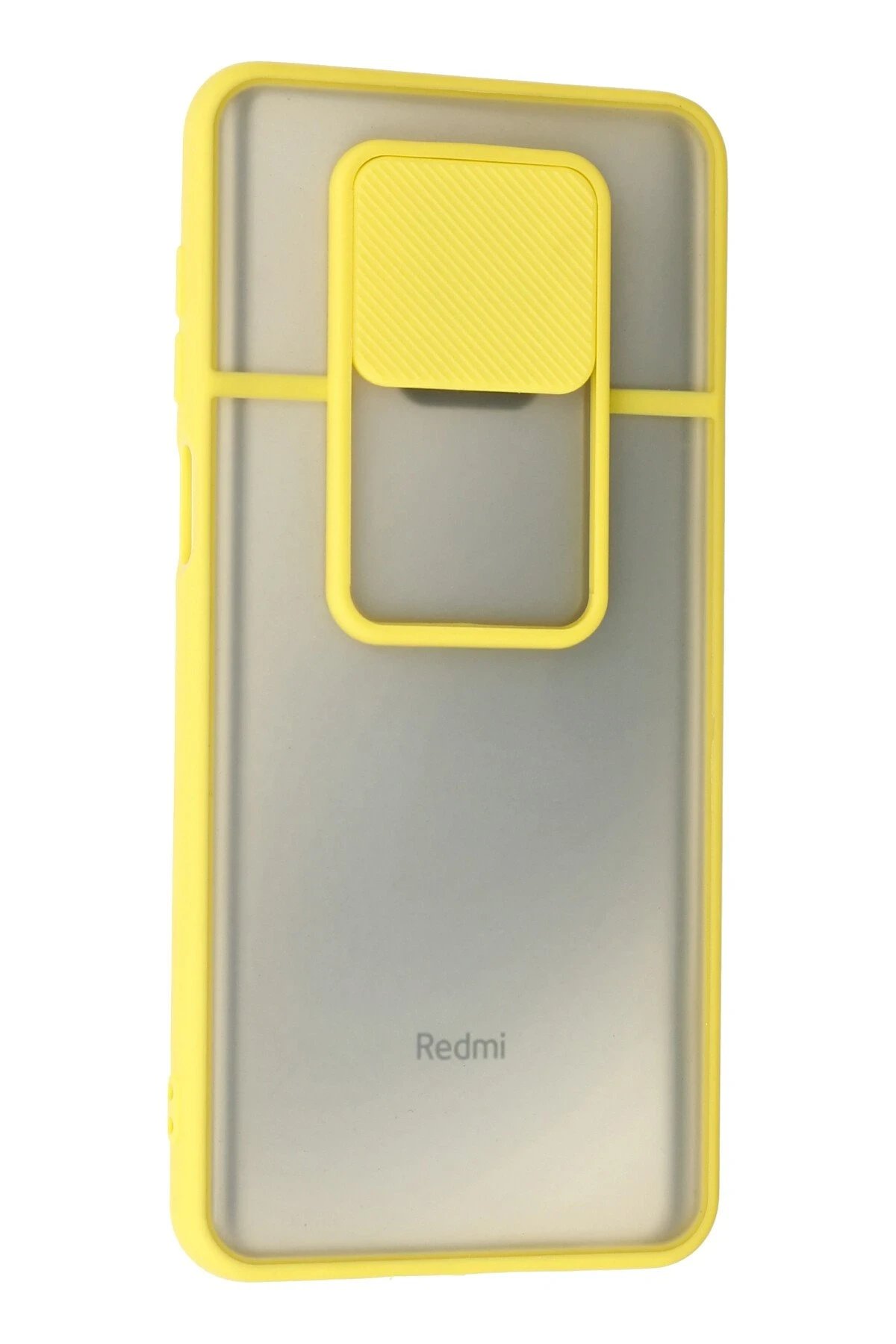 Newface Xiaomi Redmi Note 9 Pro Kılıf Palm Buzlu Kamera Sürgülü Silikon - Sarı