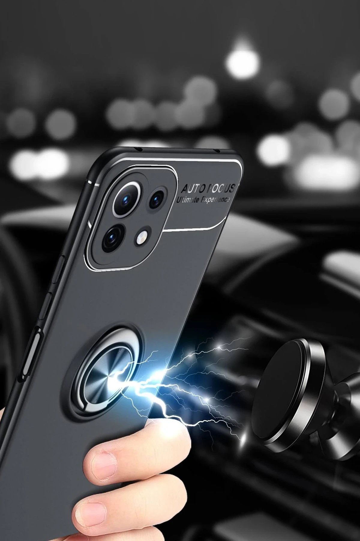 Newface Xiaomi Mİ 11 Lite Kılıf Range Yüzüklü Silikon - Kırmızı