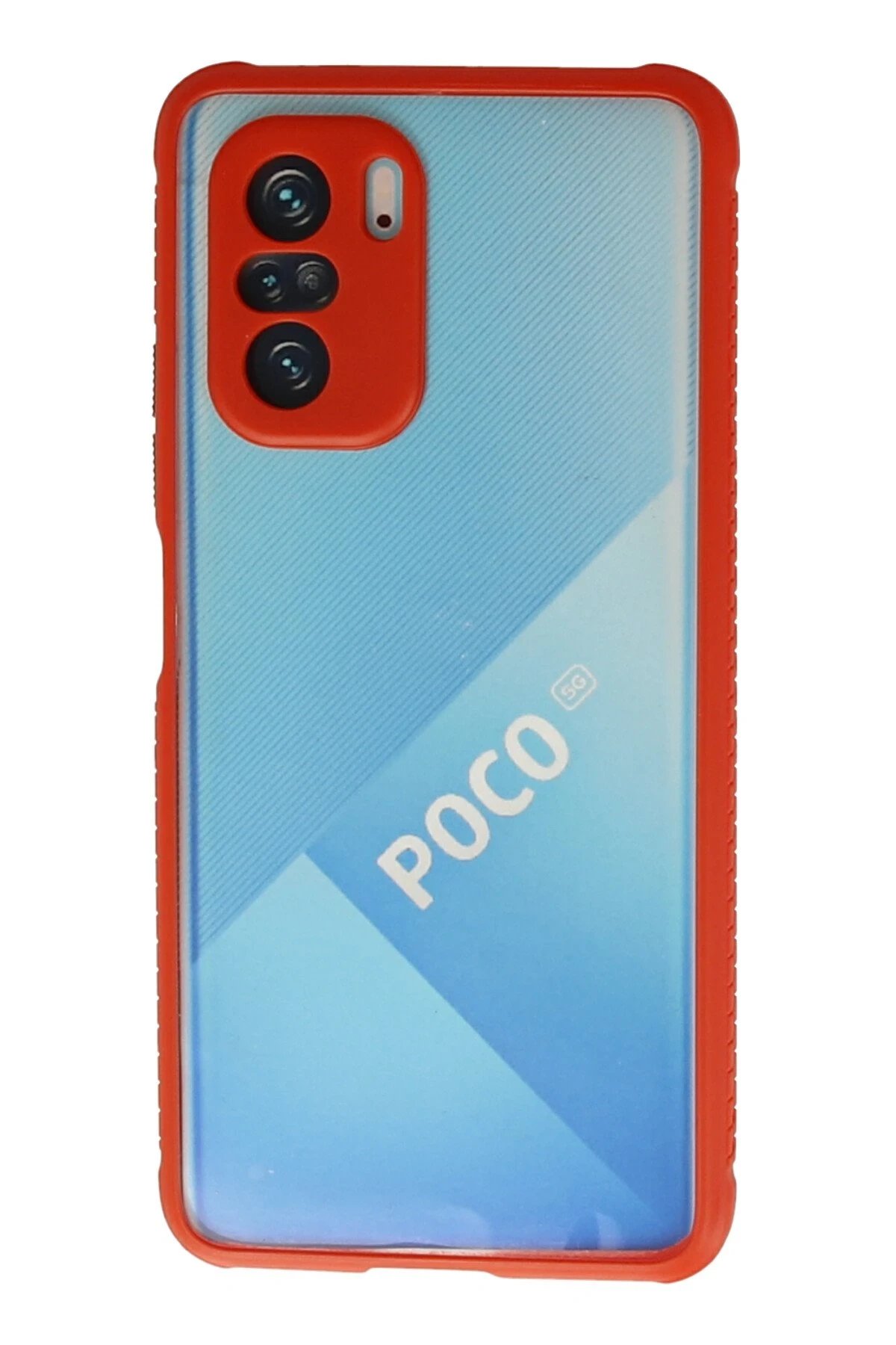 Newface Xiaomi Poco F3 Kılıf Miami Şeffaf Silikon - Kırmızı