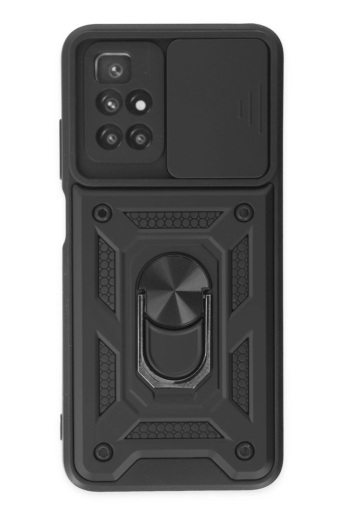 Newface Xiaomi Redmi 10 2022 Kılıf Pars Lens Yüzüklü Silikon - Siyah