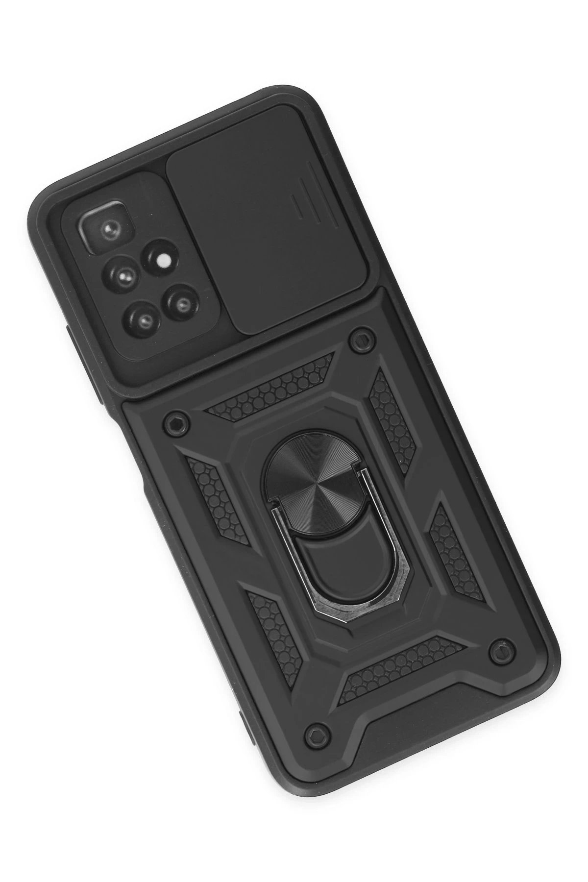 Newface Xiaomi Redmi 10 2022 Kılıf Pars Lens Yüzüklü Silikon - Siyah