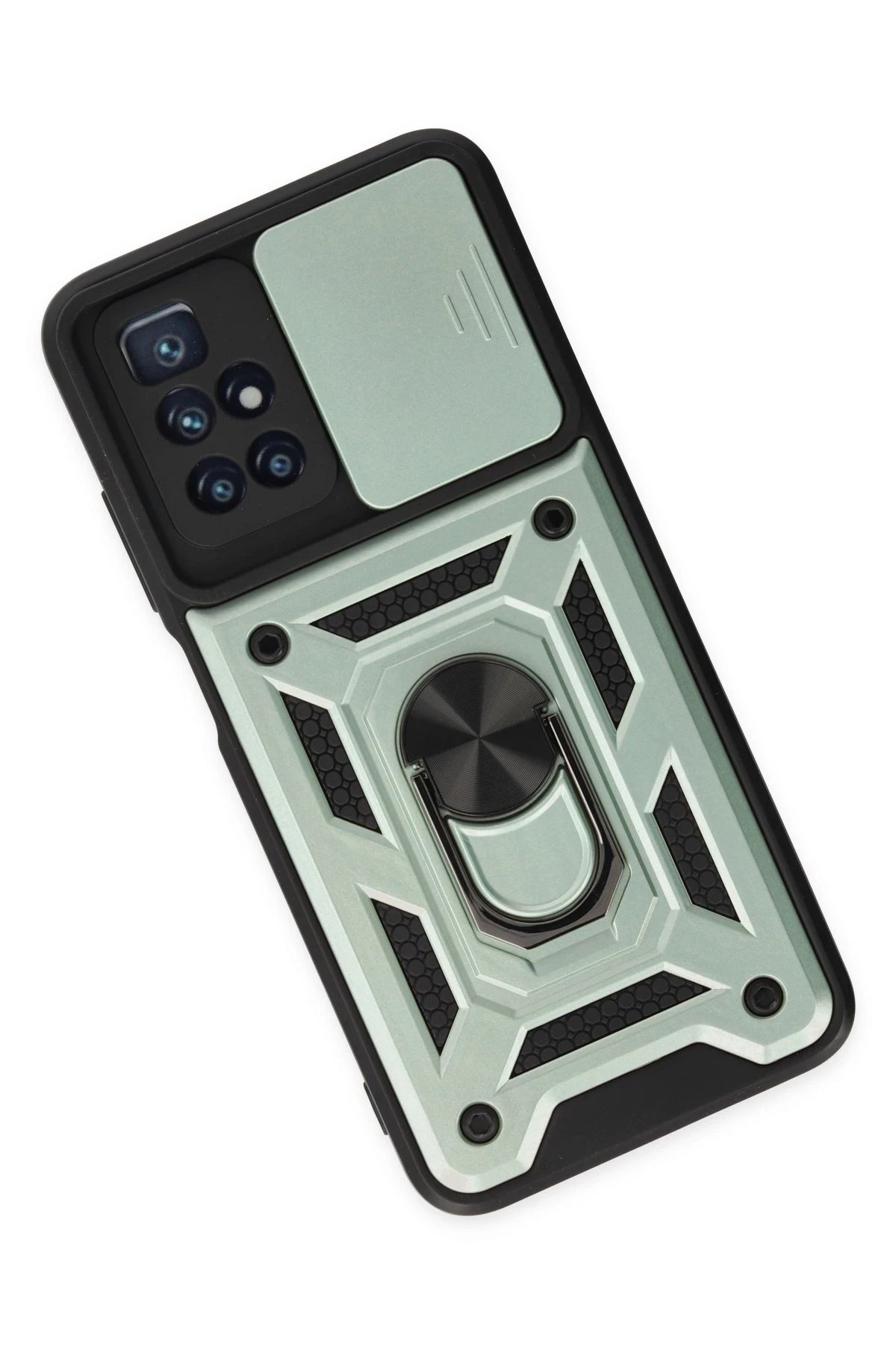 Newface Xiaomi Redmi 10 2022 Kılıf Pars Lens Yüzüklü Silikon - Yeşil