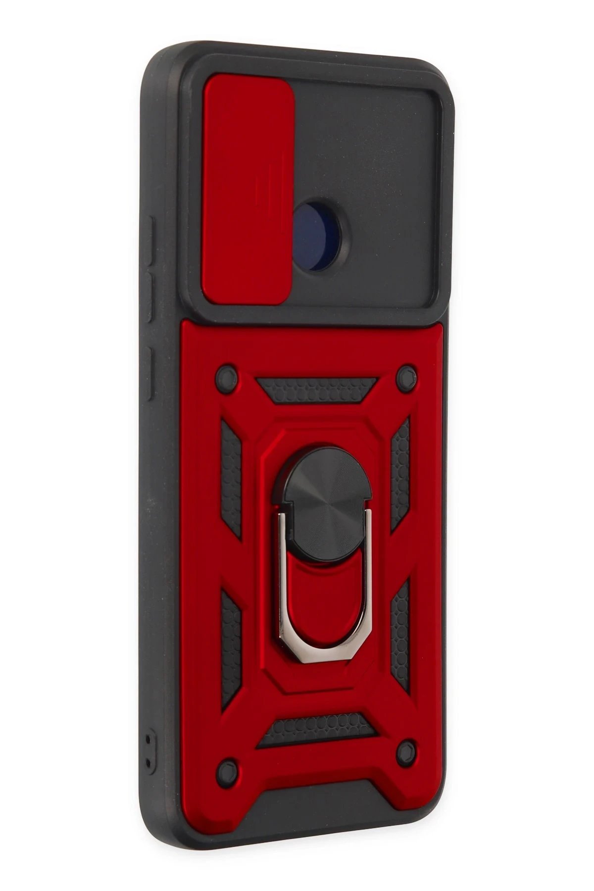 Newface Xiaomi Redmi 10C Kılıf Pars Lens Yüzüklü Silikon - Kırmızı