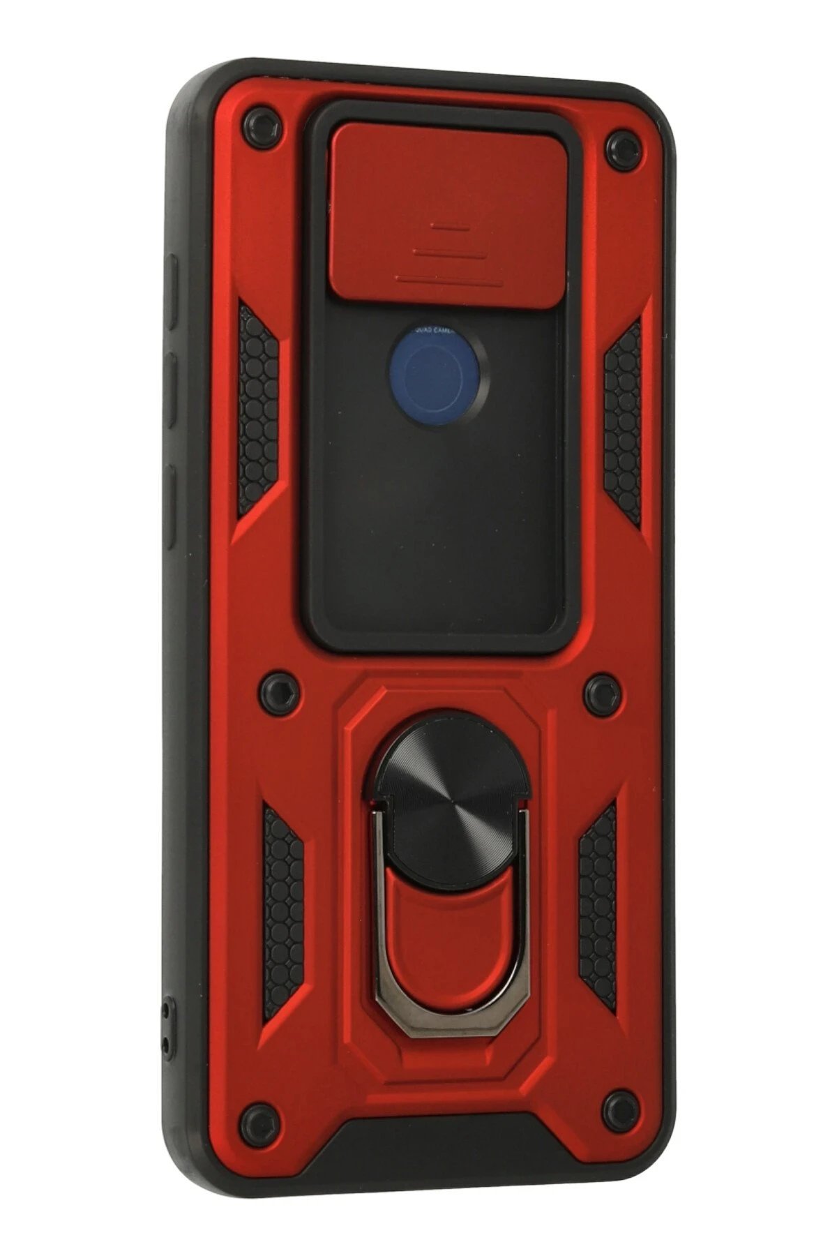 Newface Xiaomi Redmi Note 9 Kılıf Pars Lens Yüzüklü Silikon - Kırmızı