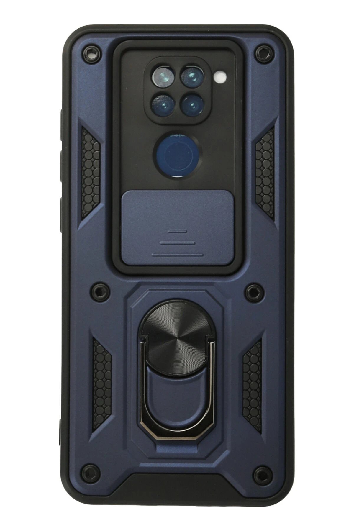 Newface Xiaomi Redmi Note 9 Kılıf Pars Lens Yüzüklü Silikon - Lacivert