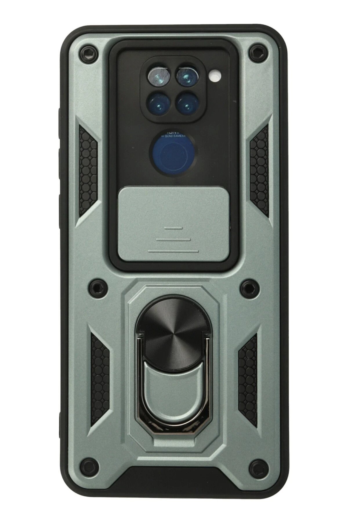 Newface Xiaomi Redmi Note 9 Kılıf Pars Lens Yüzüklü Silikon - Yeşil