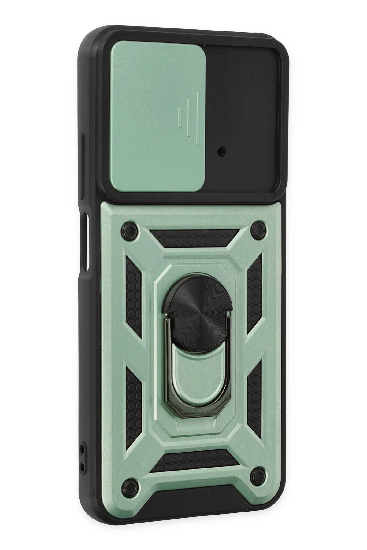 Newface Xiaomi Poco M4 Pro 4G Kılıf Pars Lens Yüzüklü Silikon - Yeşil