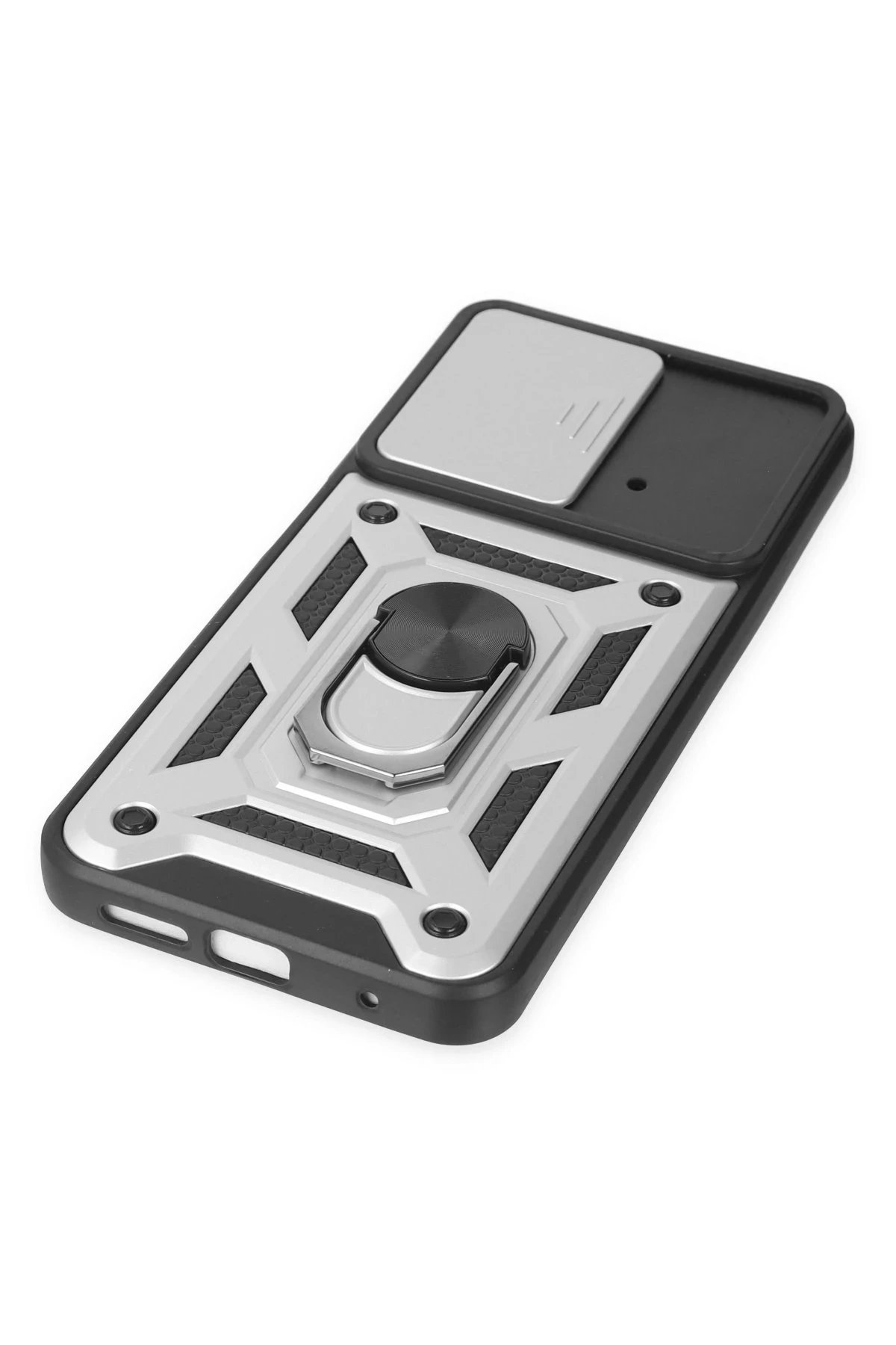 Newface Xiaomi Poco M4 Pro 4G Kılıf Pars Lens Yüzüklü Silikon - Gümüş