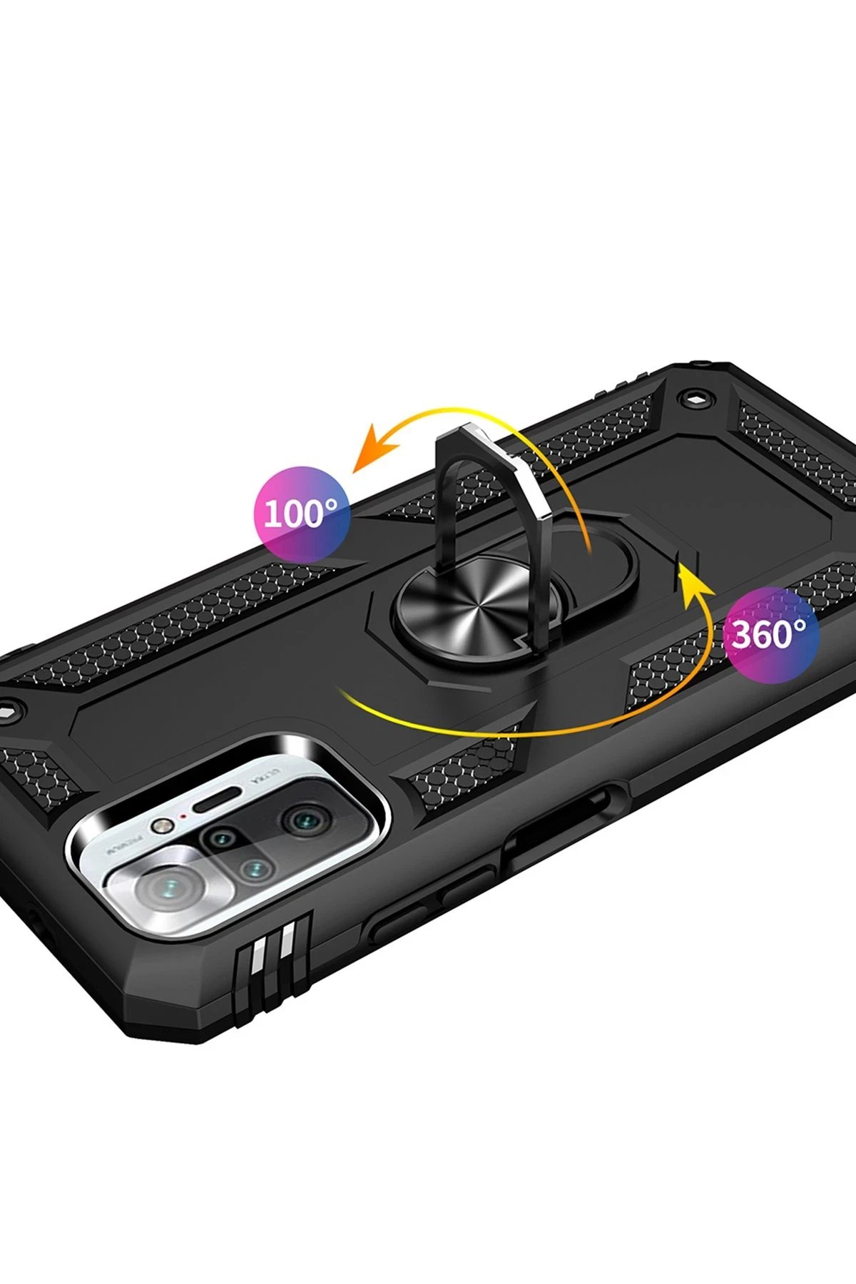 Newface Xiaomi Redmi Note 10 Pro Kılıf Sofya Yüzüklü Silikon Kapak - Siyah