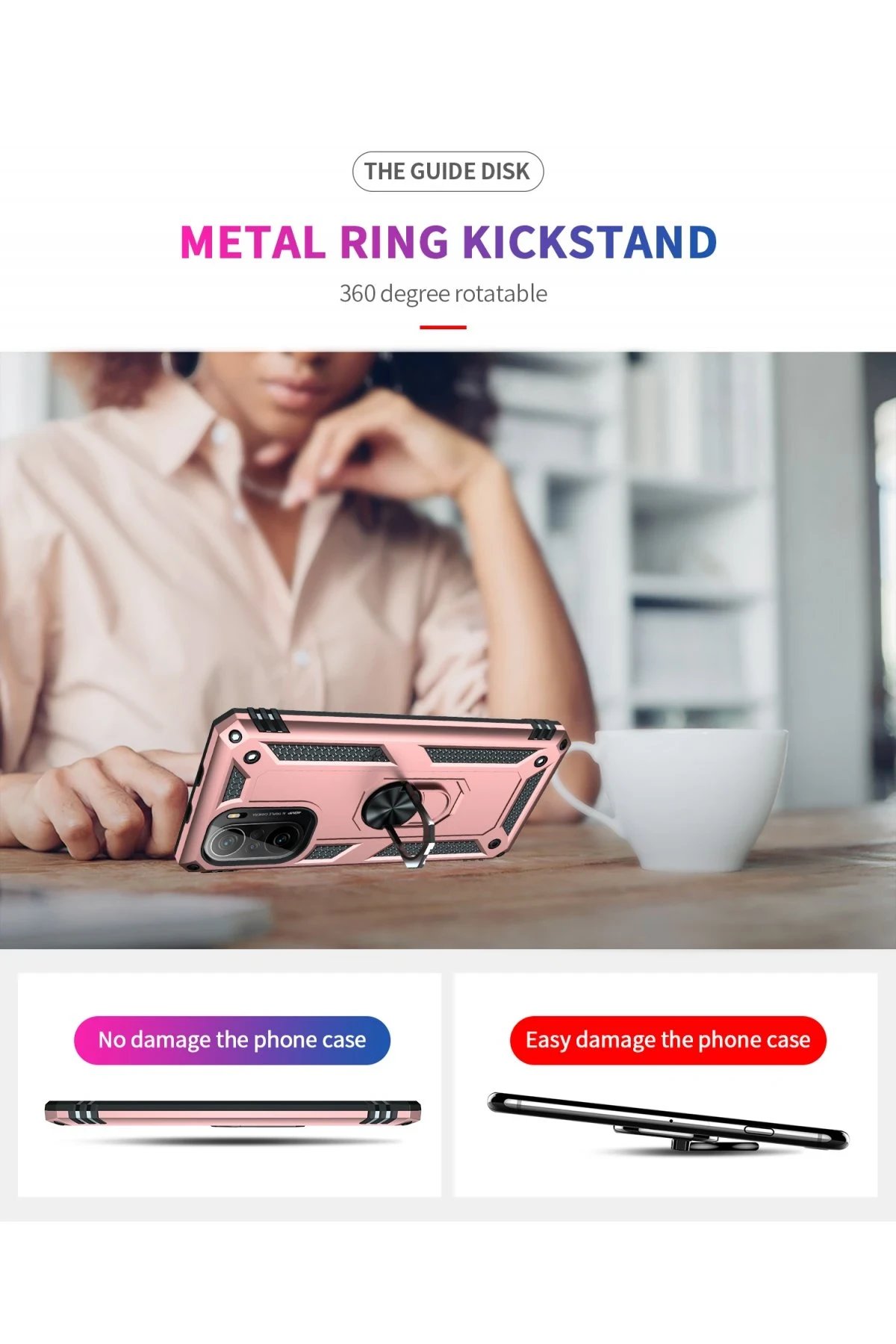 Newface Xiaomi Poco F3 Kılıf Sofya Yüzüklü Silikon Kapak - Rose