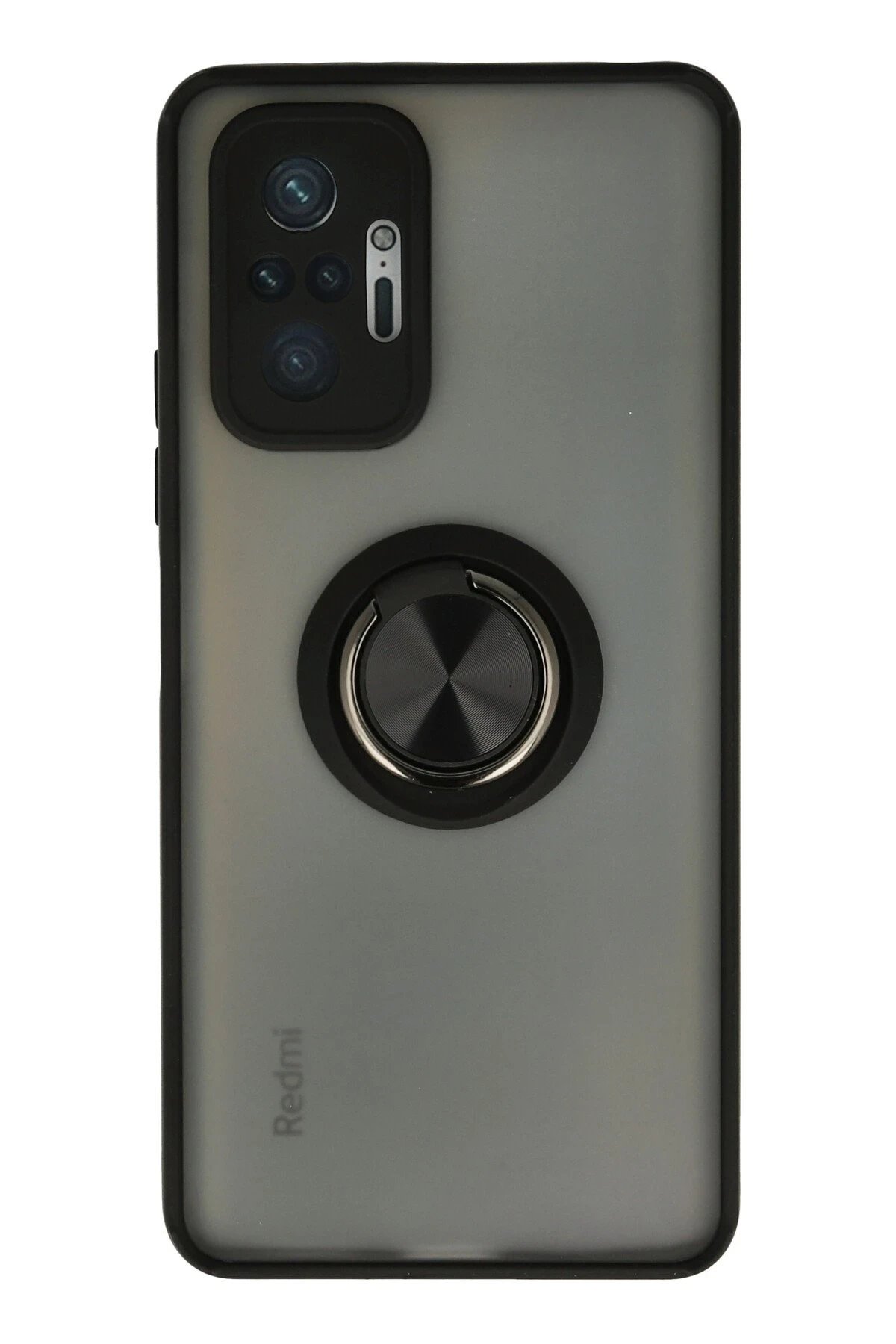 Newface Xiaomi Redmi Note 10 Pro Kılıf Montreal Yüzüklü Silikon Kapak - Siyah