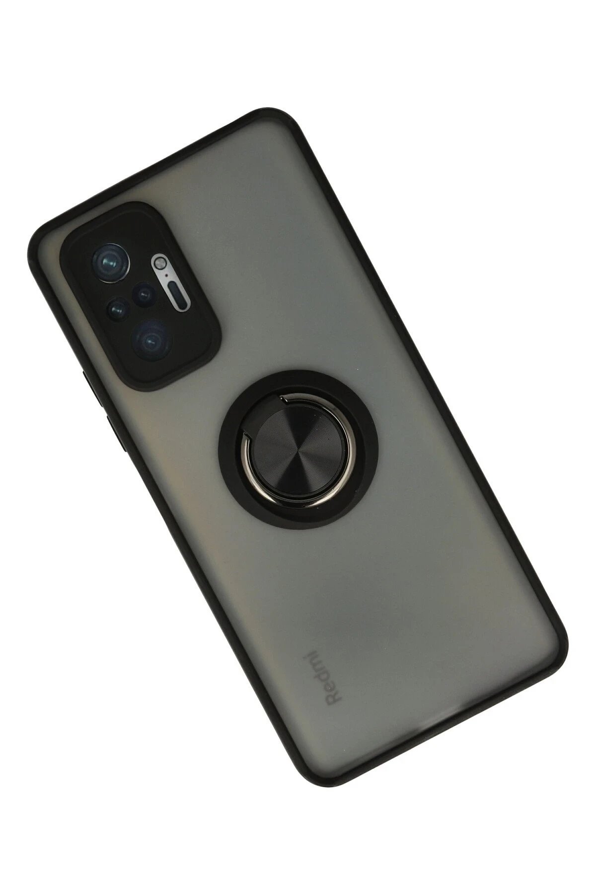 Newface Xiaomi Redmi Note 10 Pro Kılıf Montreal Yüzüklü Silikon Kapak - Siyah