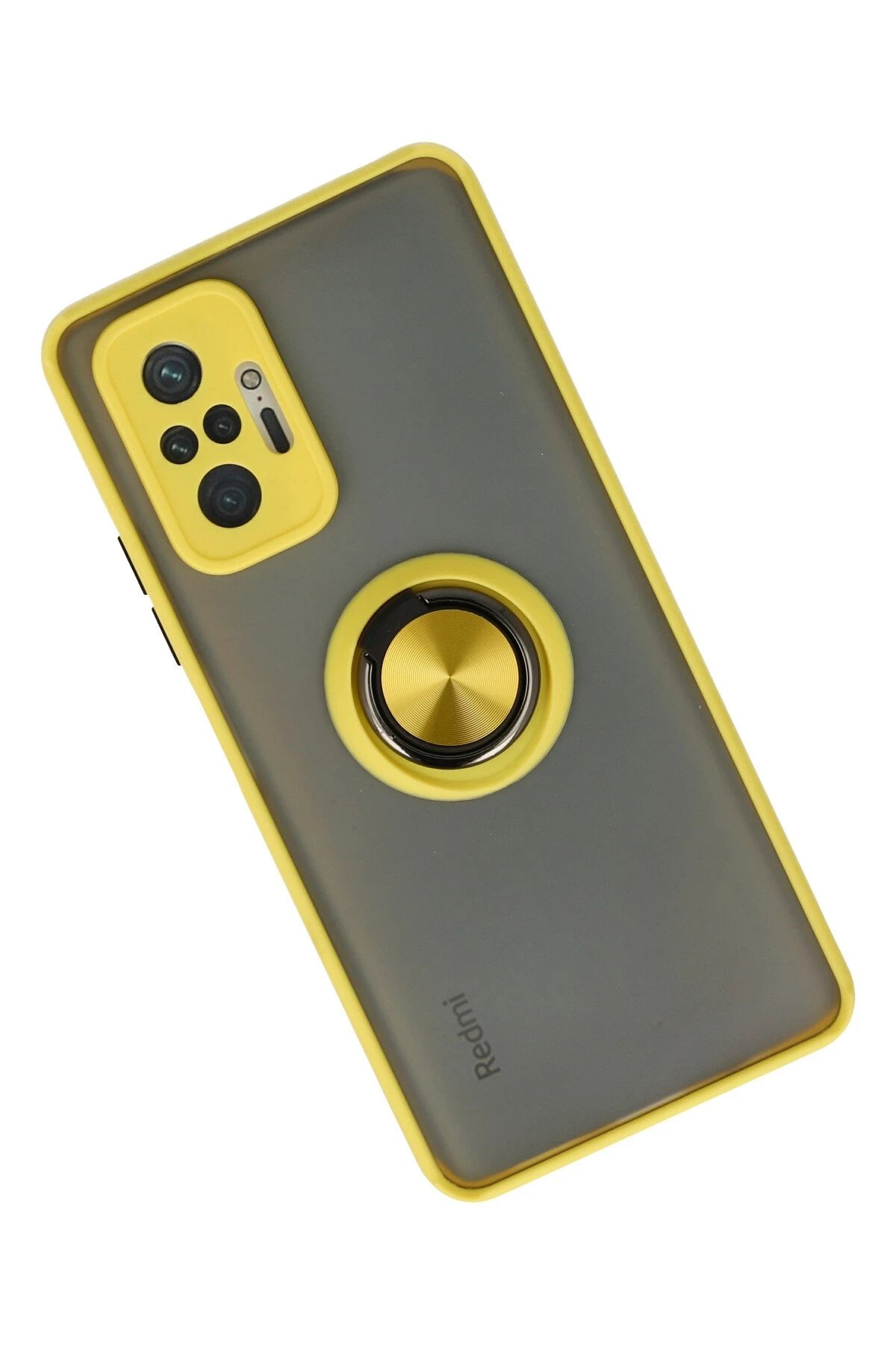 Newface Xiaomi Redmi Note 10 Pro Kılıf Montreal Yüzüklü Silikon Kapak - Sarı