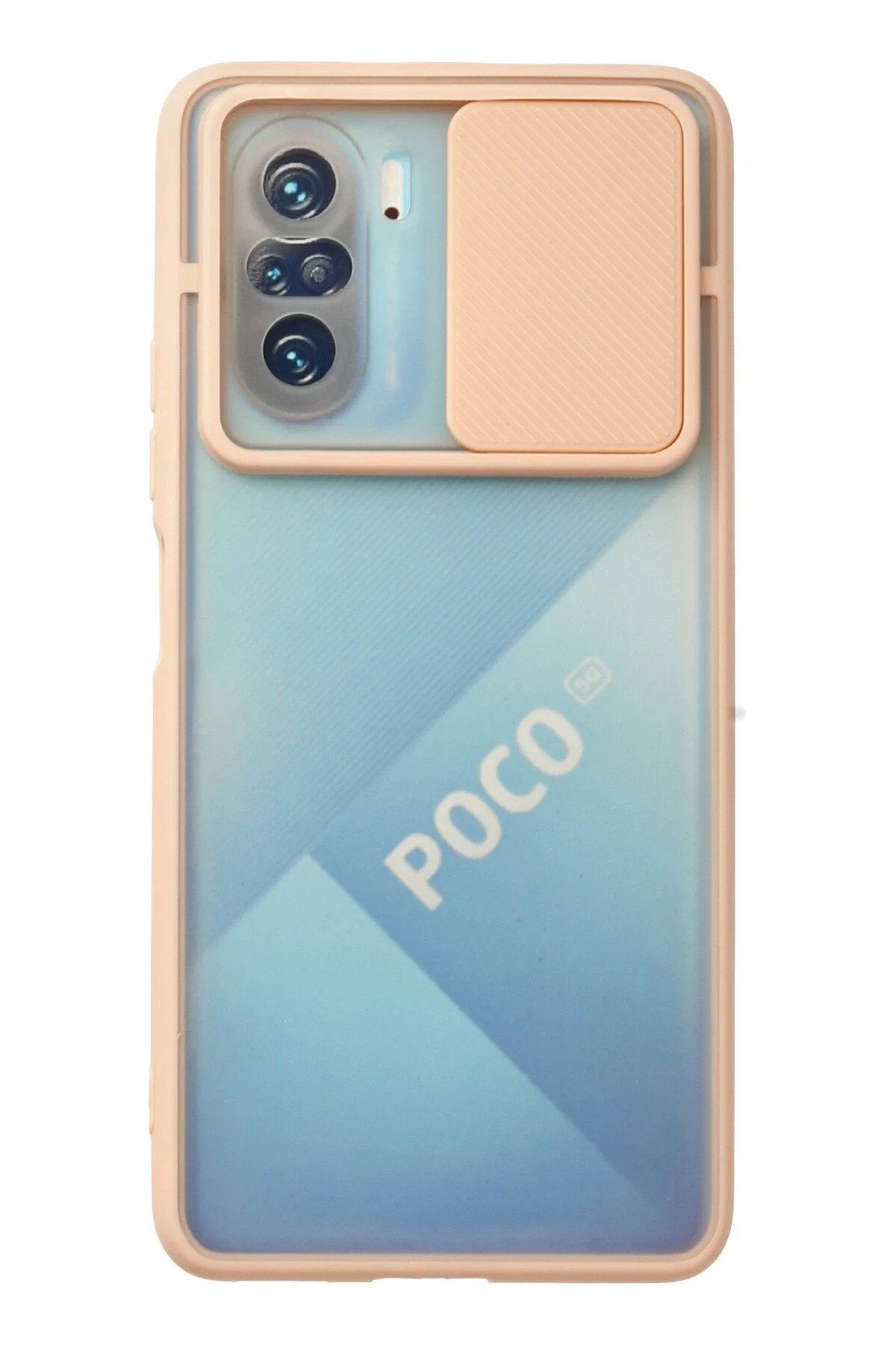 Newface Xiaomi Poco F3 Kılıf Palm Buzlu Kamera Sürgülü Silikon - Pembe