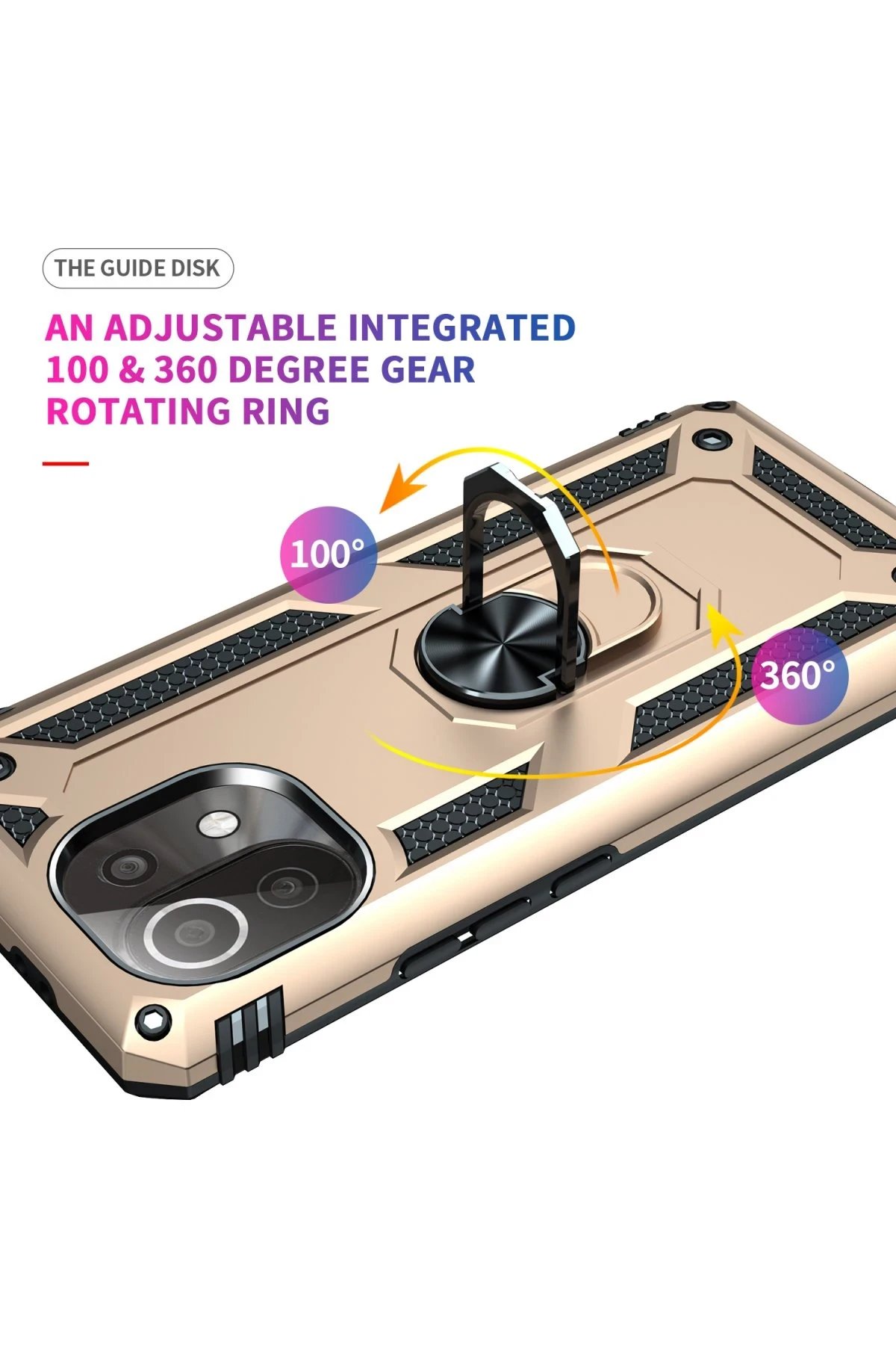 Newface Xiaomi Mİ 11 Lite Kılıf Sofya Yüzüklü Silikon Kapak - Gold