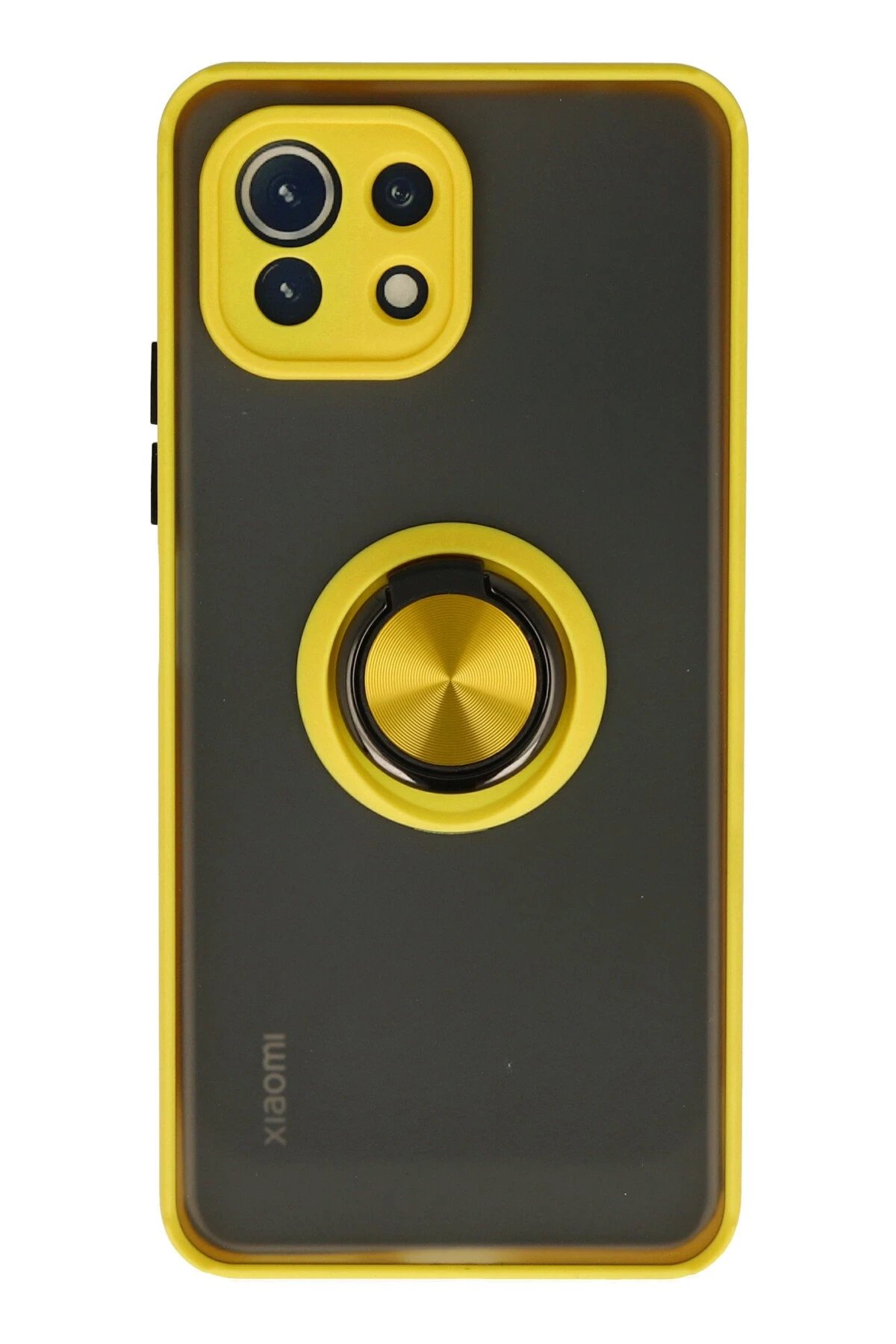 Newface Xiaomi Mİ 11 Lite Kılıf Montreal Yüzüklü Silikon Kapak - Sarı