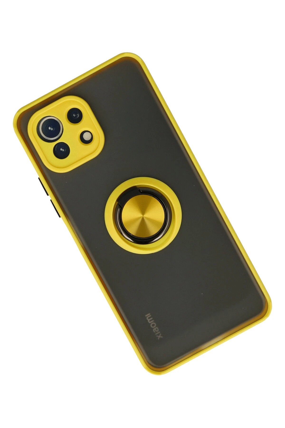 Newface Xiaomi Mİ 11 Lite Kılıf Montreal Yüzüklü Silikon Kapak - Sarı