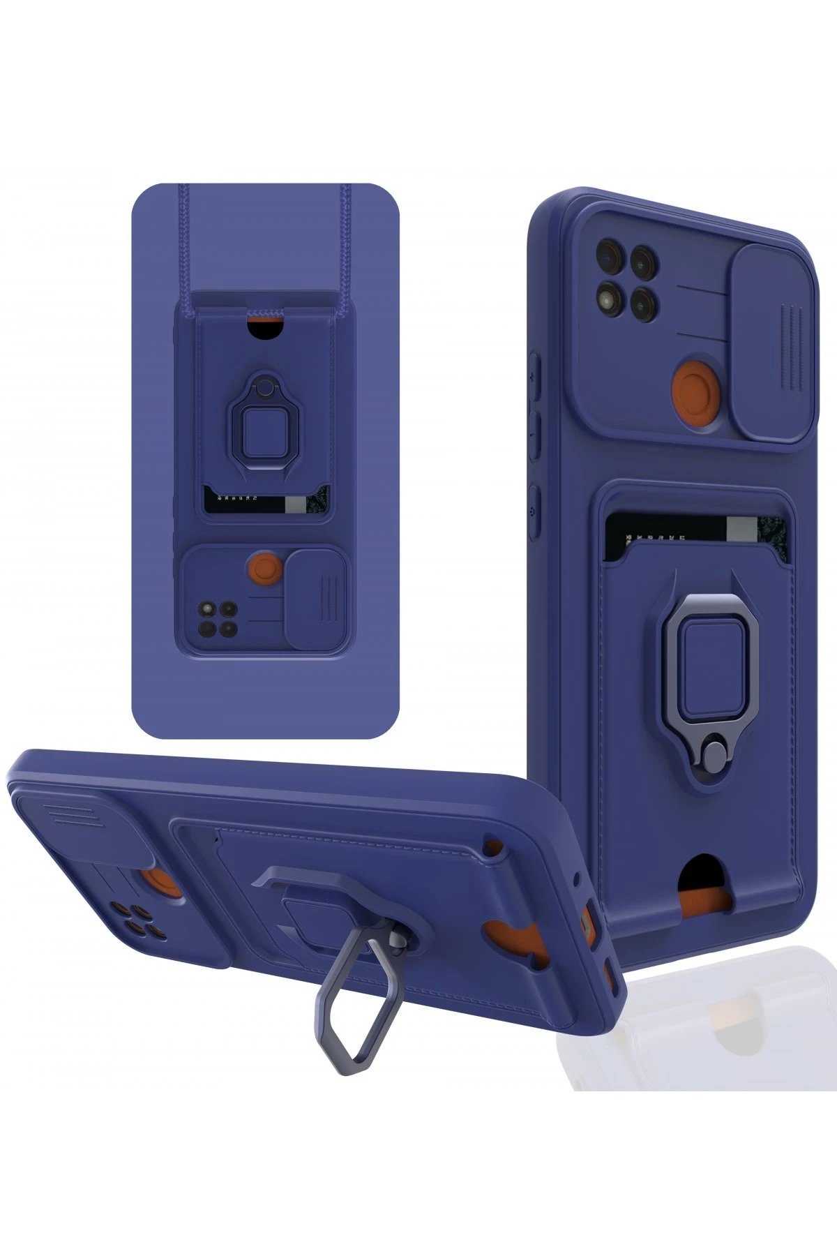 Newface Xiaomi Redmi 9C Kılıf Zuma Kartvizitli Yüzüklü Silikon - Lacivert