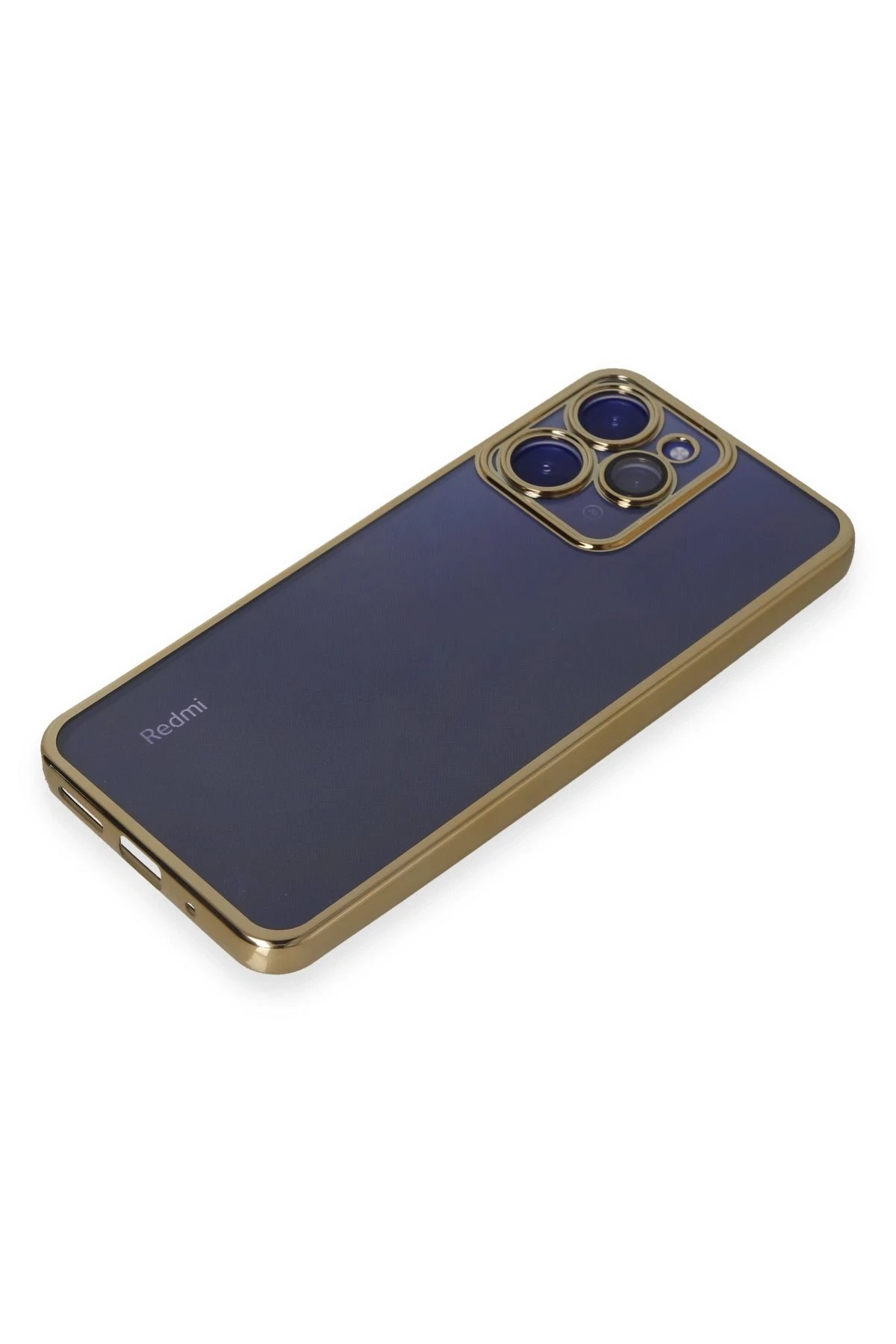 Newface Xiaomi Redmi 12 Kılıf Razer Lensli Silikon - Gold