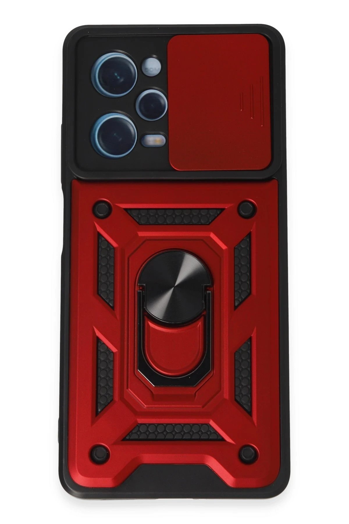 Newface Xiaomi Redmi Note 12 Pro 5G Kılıf Pars Lens Yüzüklü Silikon - Kırmızı