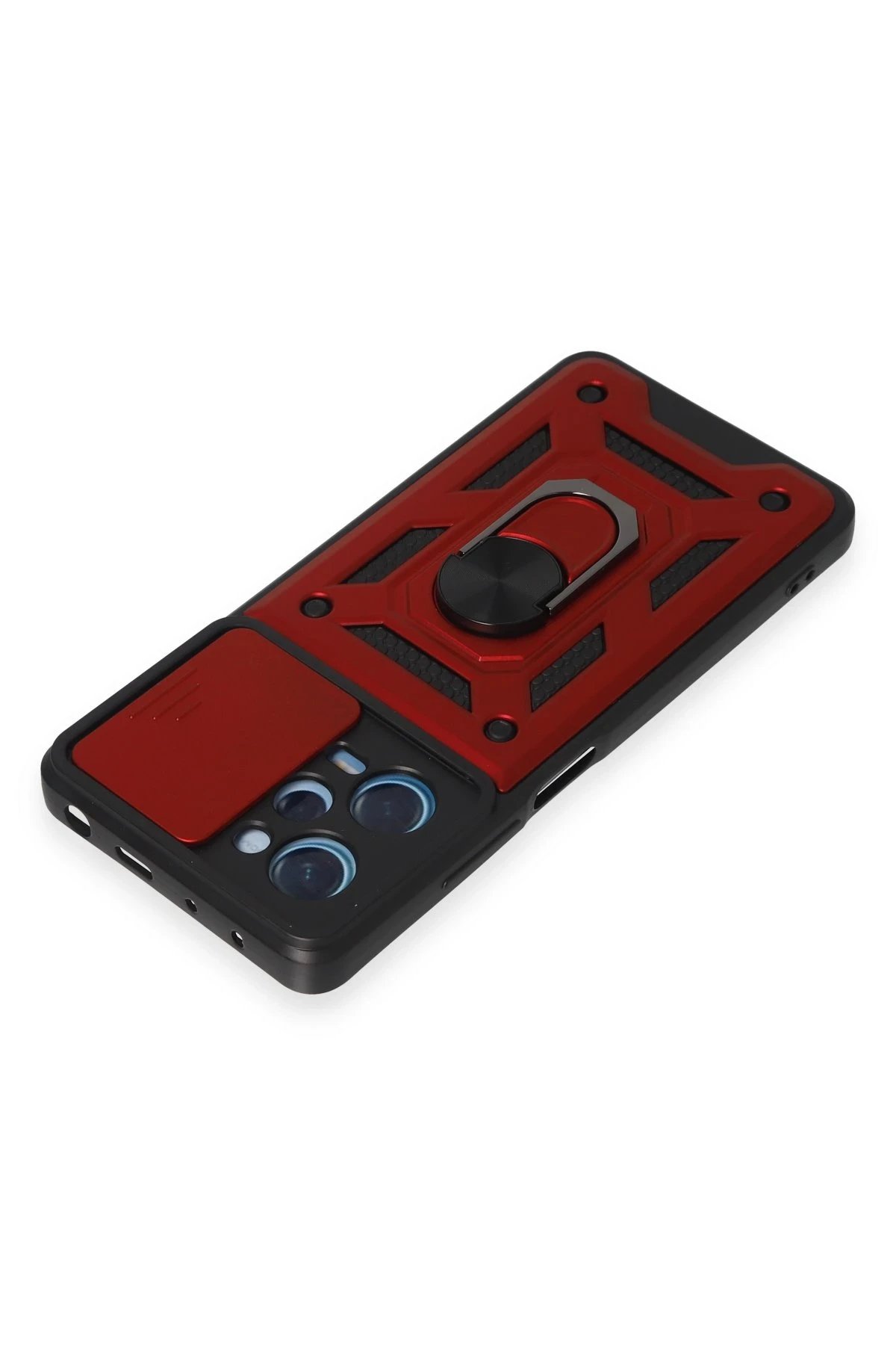 Newface Xiaomi Redmi Note 12 Pro 5G Kılıf Pars Lens Yüzüklü Silikon - Kırmızı