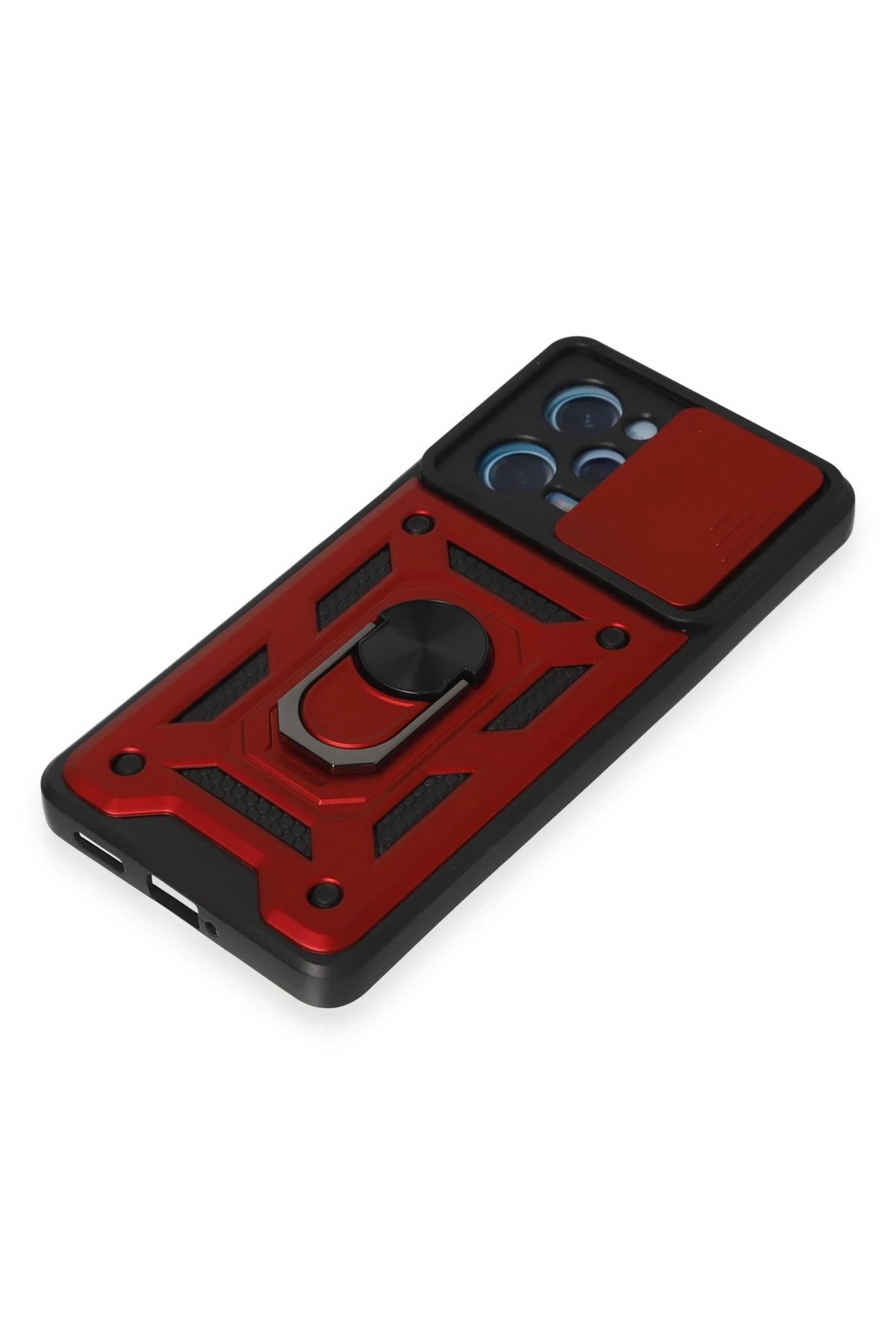 Newface Xiaomi Redmi Note 12 Pro 5G Kılıf Pars Lens Yüzüklü Silikon - Kırmızı